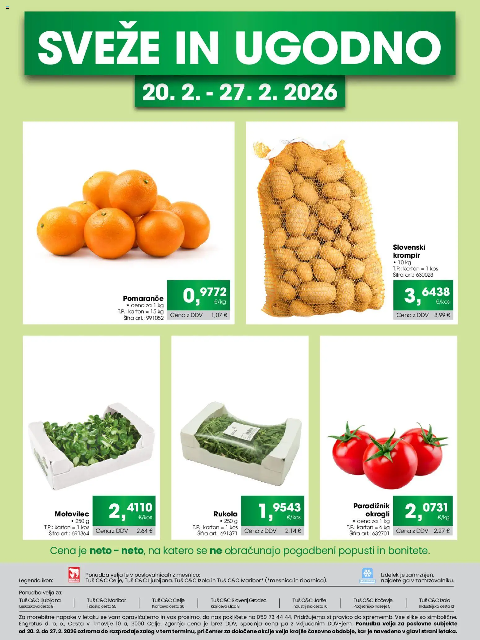 Novi Tuš katalog ponudbe – veljaven od 20.02.2026 | Stran: 3 | Izdelki: Kos, Pomarance, Paradiznik, Krompir