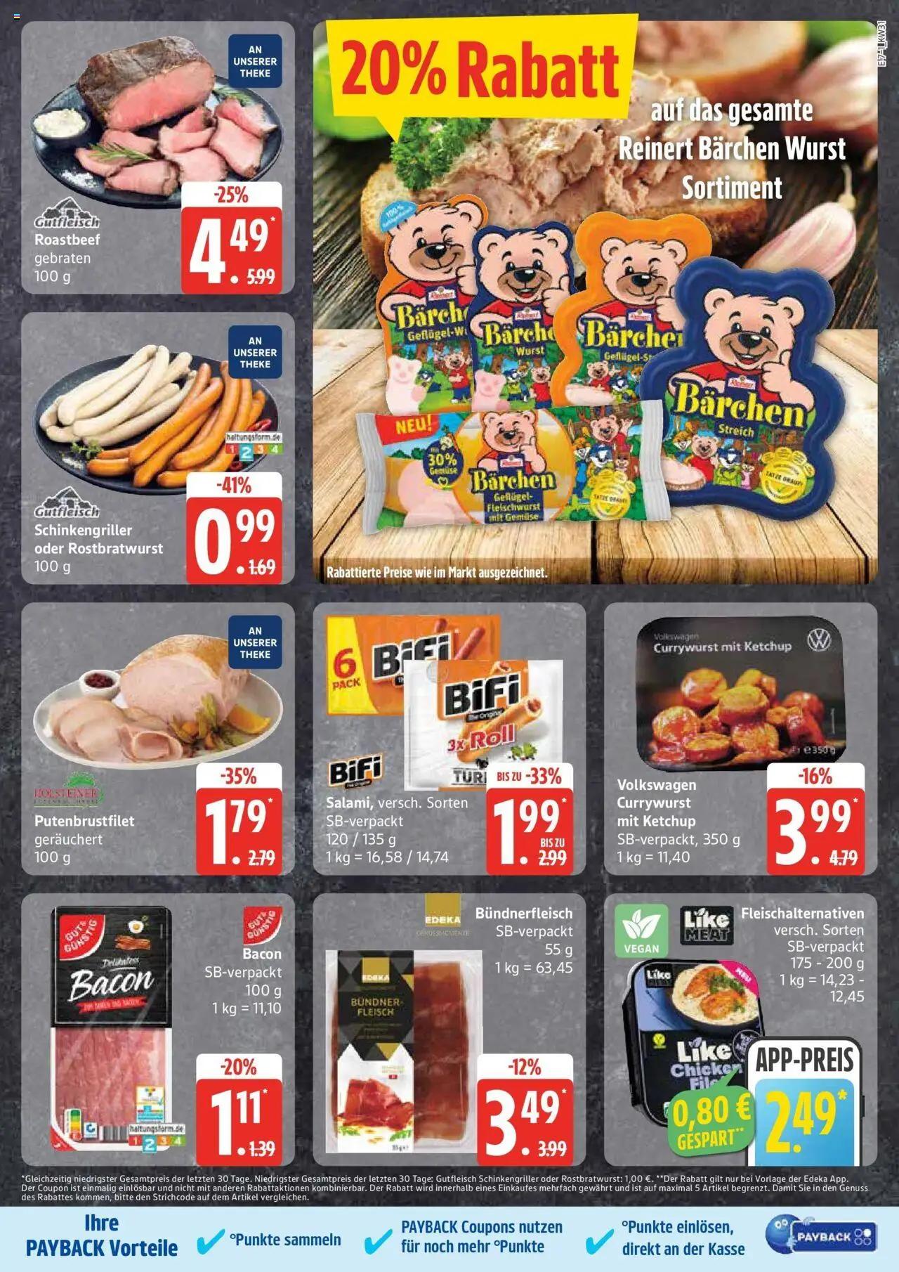 Edeka prospekt Großenwiehe	 - gültig ab dem 27.07.2025 | Seite: 11 | Produkte: Bifi, Roastbeef, Like meat, Fleisch