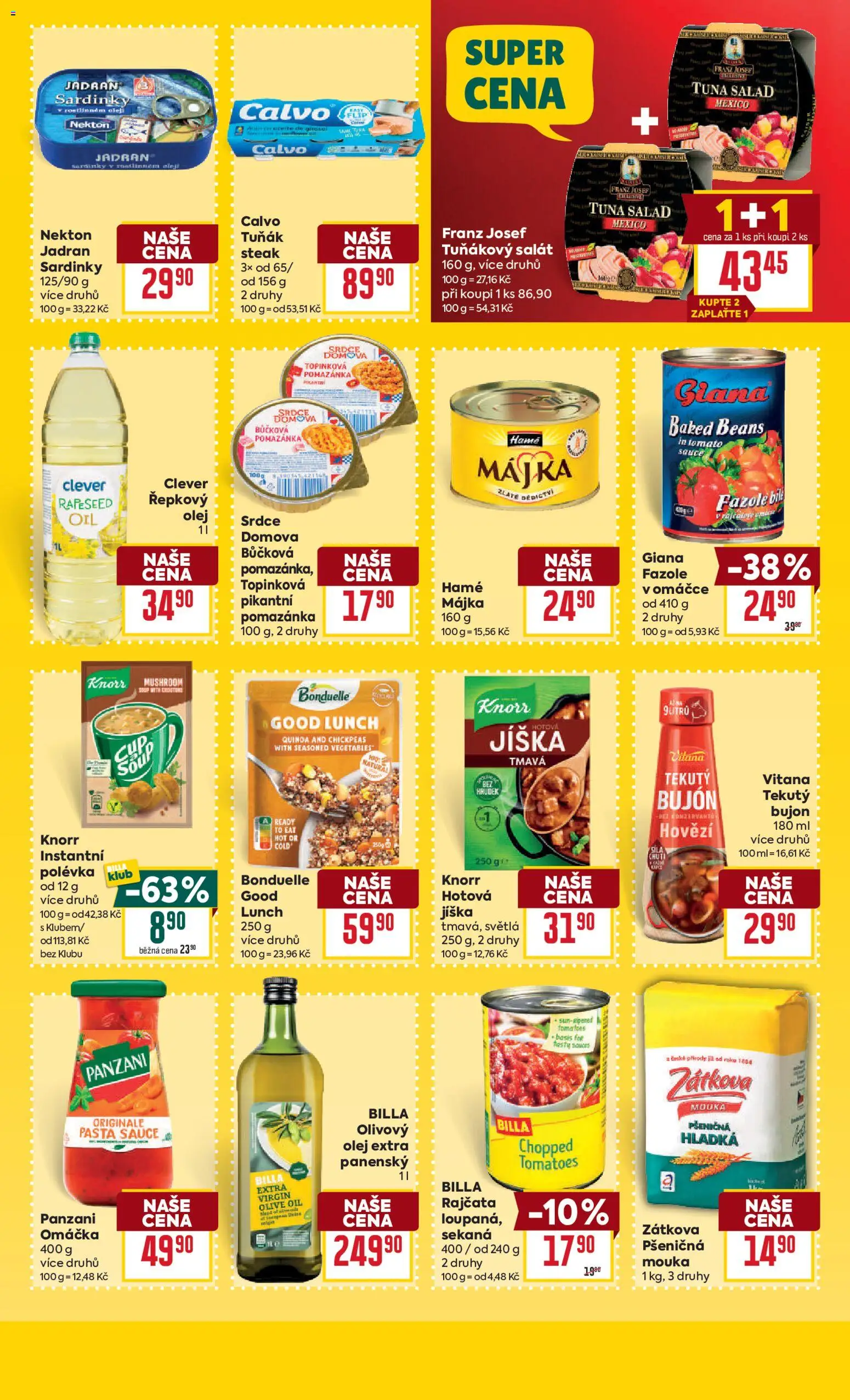 Billa Velký leták od 15.04.2026 | Strana: 19 | Produkty: Sekaná, Knorr, Bujón, Mouka