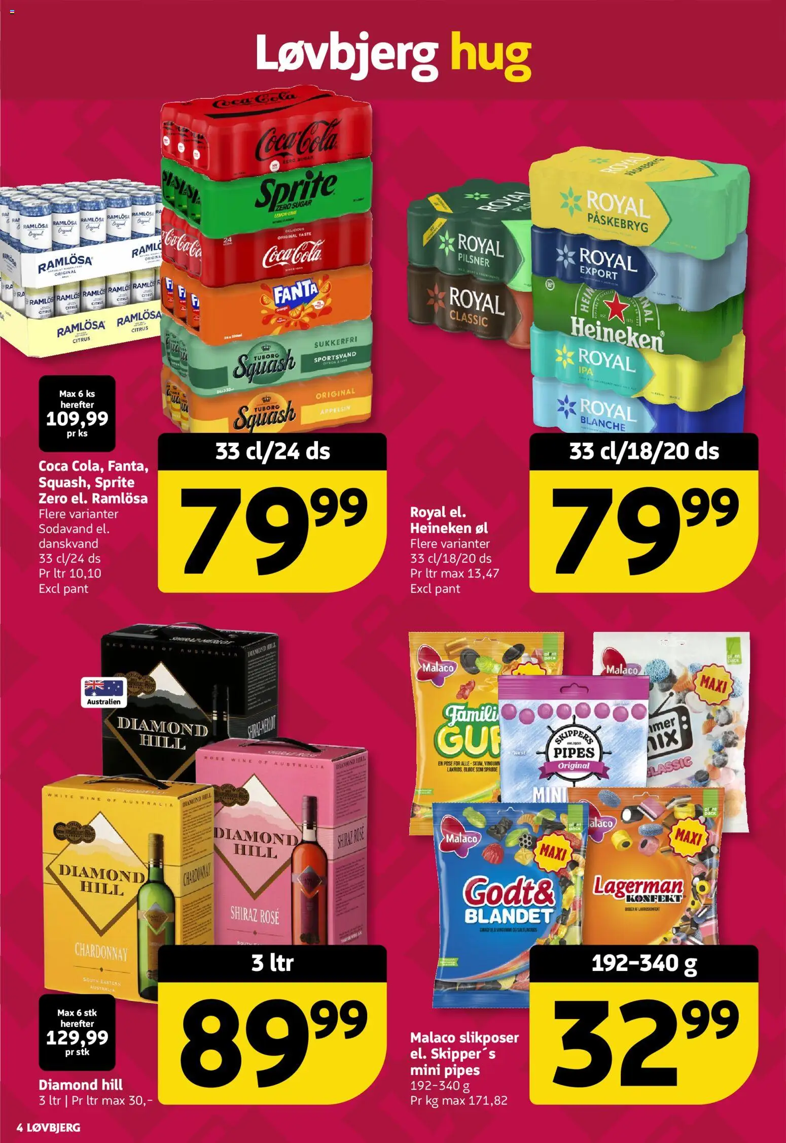 Løvbjerg tilbudsavis – gyldig fra 06.03.2026 | Side: 4 | Produkter: Coca Cola, Sodavand, Cola, Søm