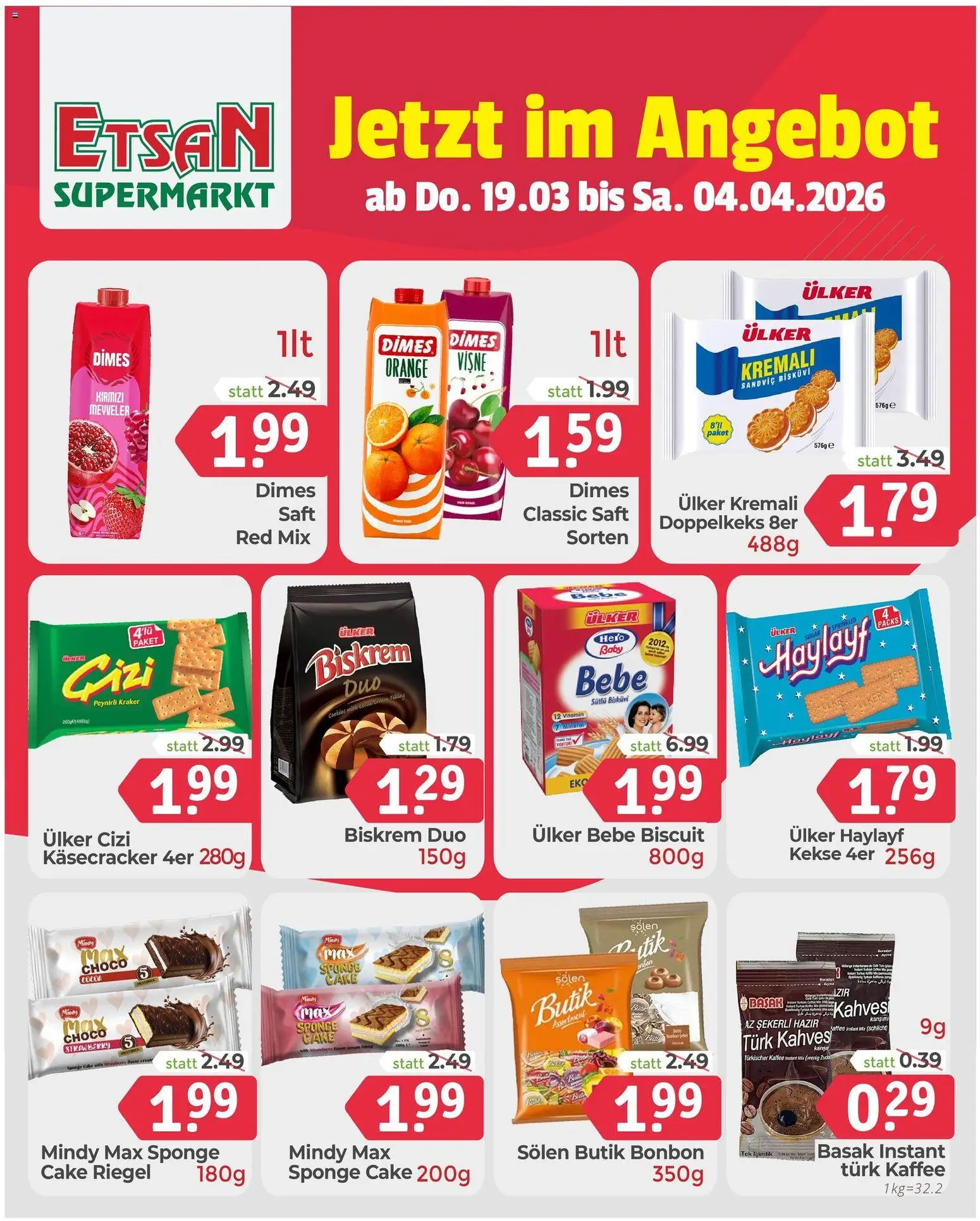 ETSAN Flugblatt gültig ab 19.03.2026 | Seite: 4 | Produkte: Kekse, Kaffee, Saft