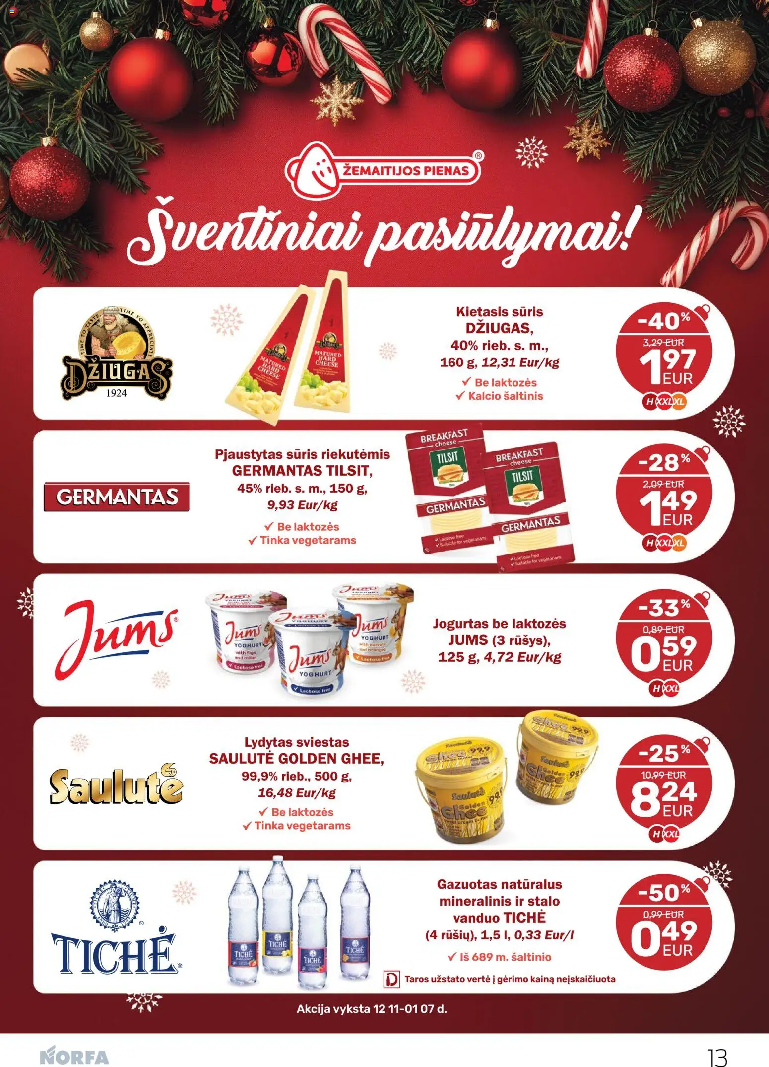 NORFA akcijos nuo 11.12.2025 | Puslapis: 13 | Prekių: Pienas, Jogurtas, Sūris, Sviestas