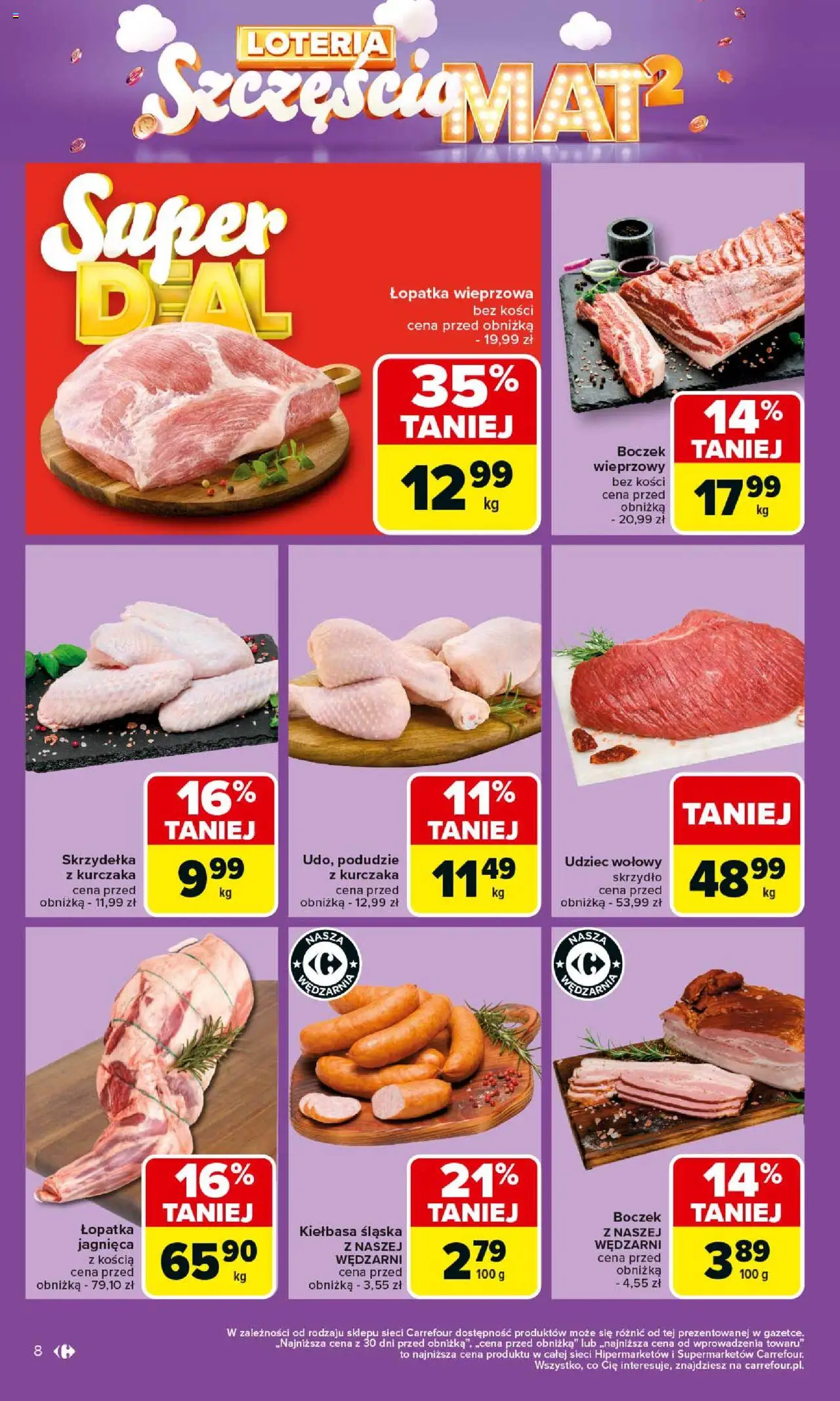 Carrefour Gazetka od 06.10.2025 | Strona: 8 | Produkty: Kiełbasa, Kiełbasa śląska, Boczek, Łopatka wieprzowa