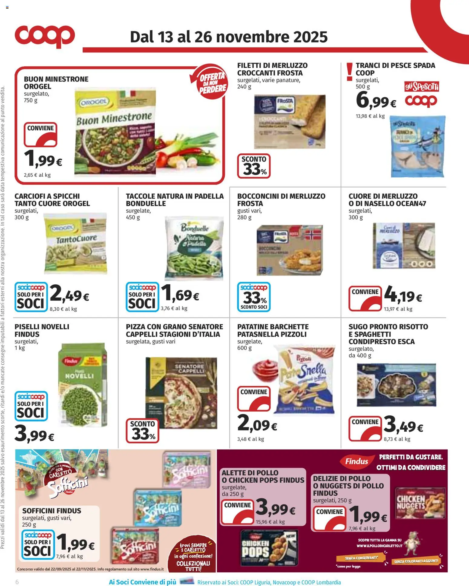Volantino COOP del 13.11.2025 | Pagina: 6 | Prodotti: Pizza, Pollo, Pesce, Nuggets