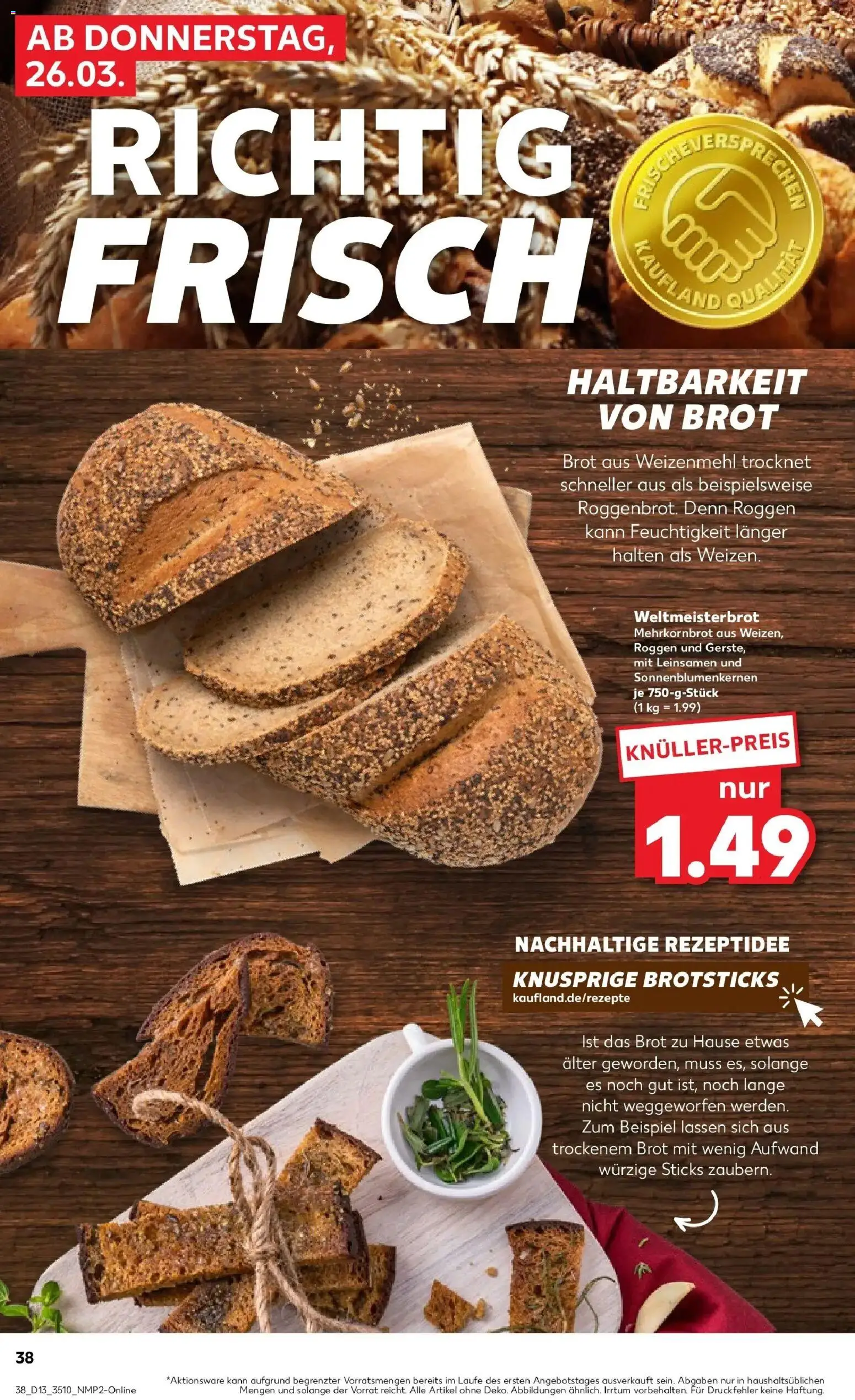 Kaufland Prospekt Bautzen	 – gültig ab 26.03.2026 | Seite: 38 | Produkte: Weizenmehl, Brot