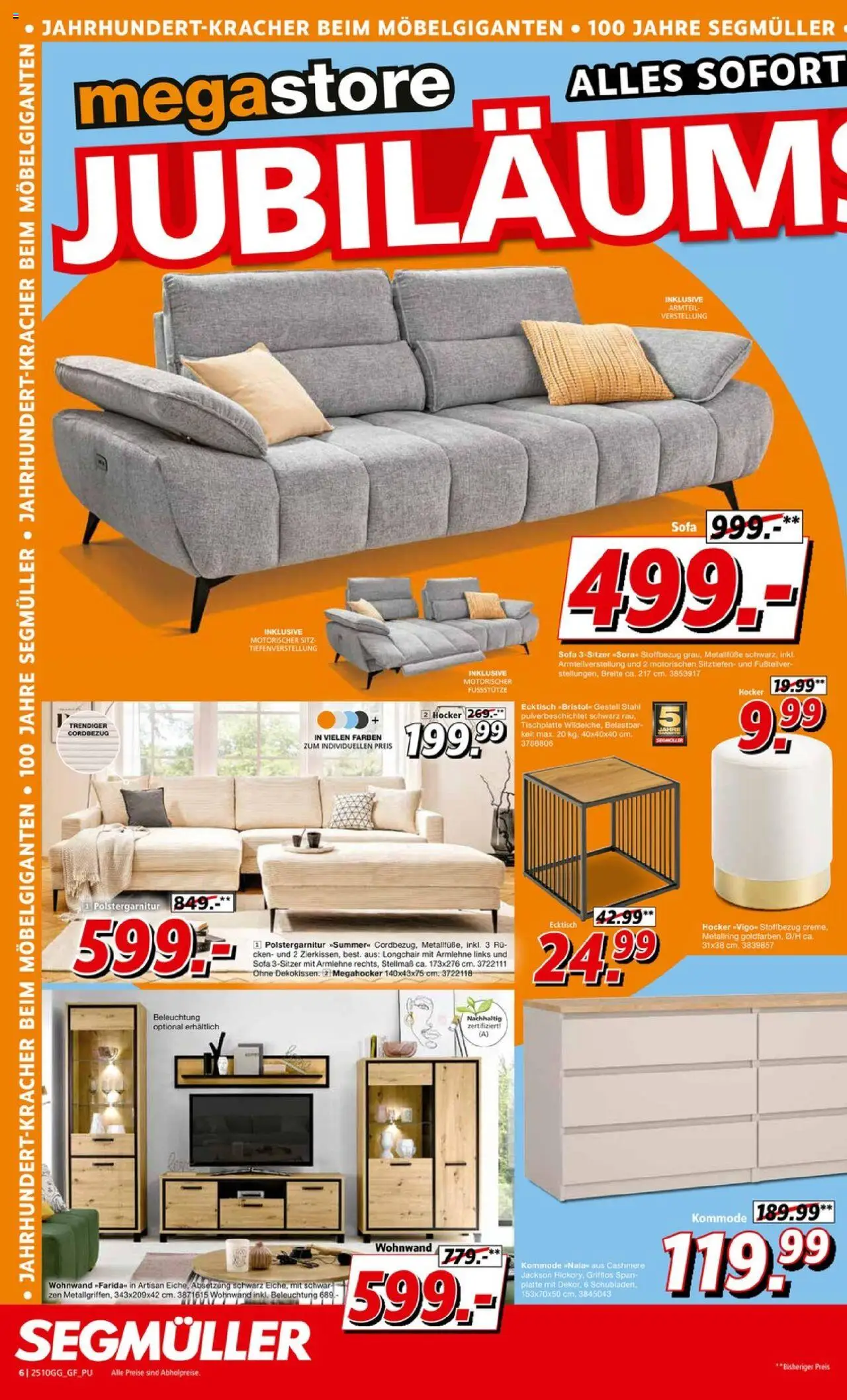 Segmüller Jahrhundert Kracher – gültig ab 20.09.2025 | Seite: 6 | Produkte: Hocker, Wohnwand, Kommode, Sofa
