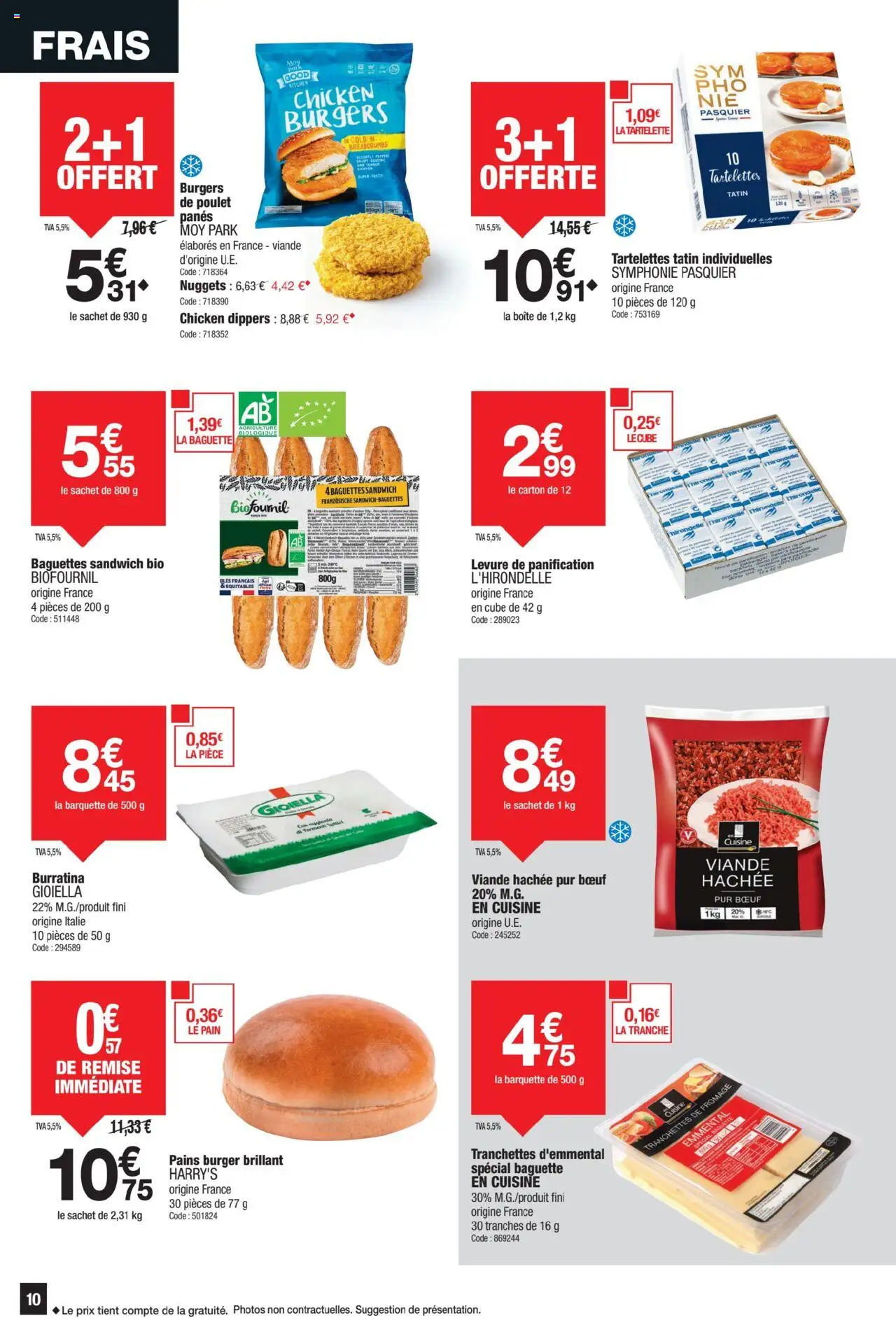  | Page: 10 | Produits: Emmental, Viande hachée, Levure, Pain