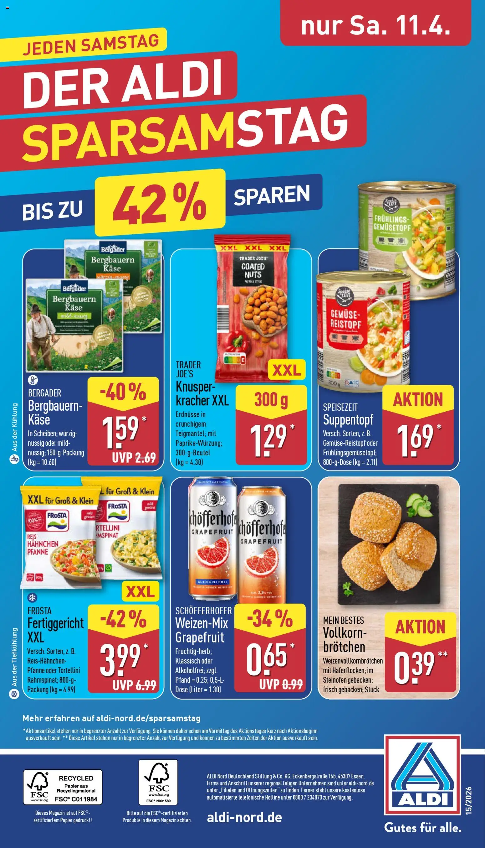 Aldi Prospekt 	 – gültig ab 07.04.2026 | Seite: 32 | Produkte: Erdnüsse, Frosta, Grapefruit, Gemüse