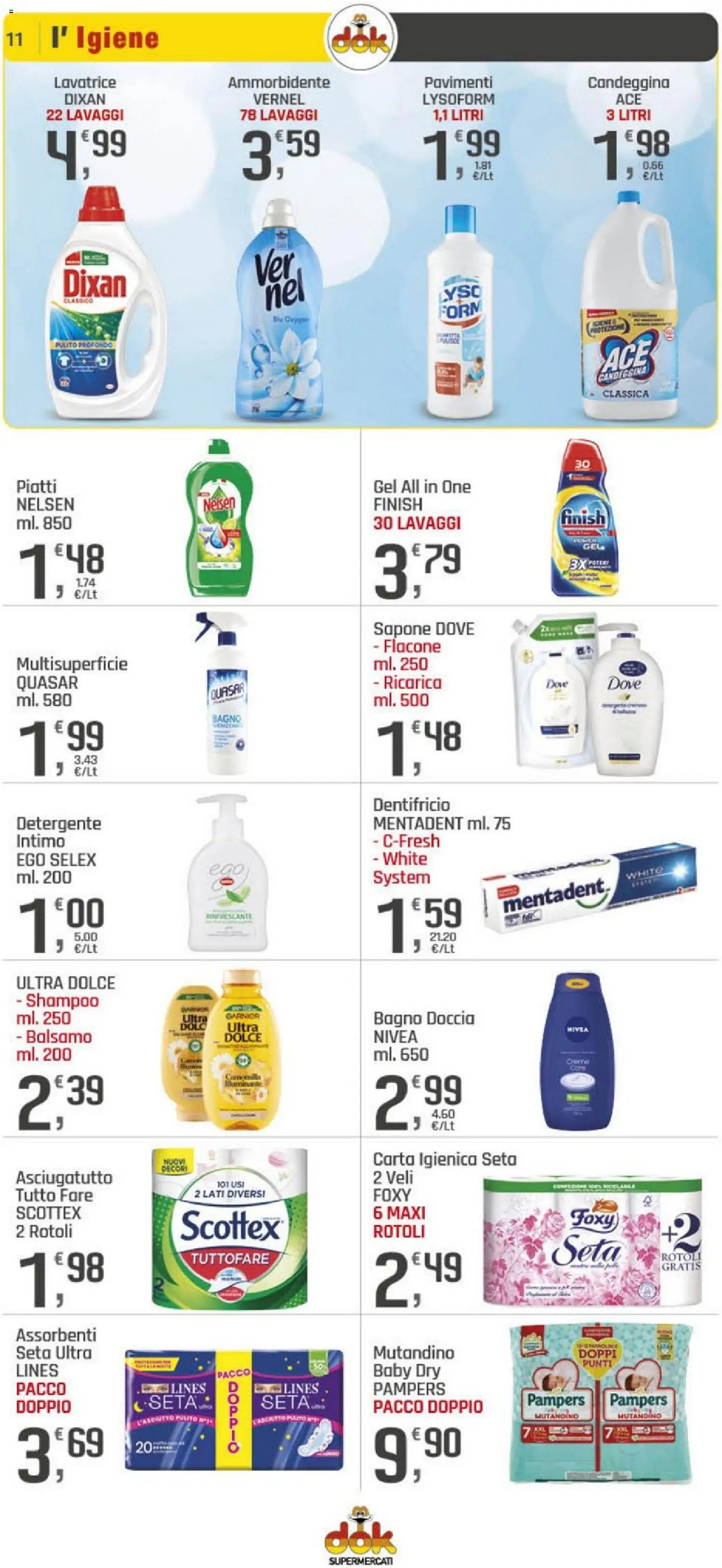 Volantino DOK del 09.01.2026 | Pagina: 11 | Prodotti: Sapone, Detergente, Candeggina, Lavatrice