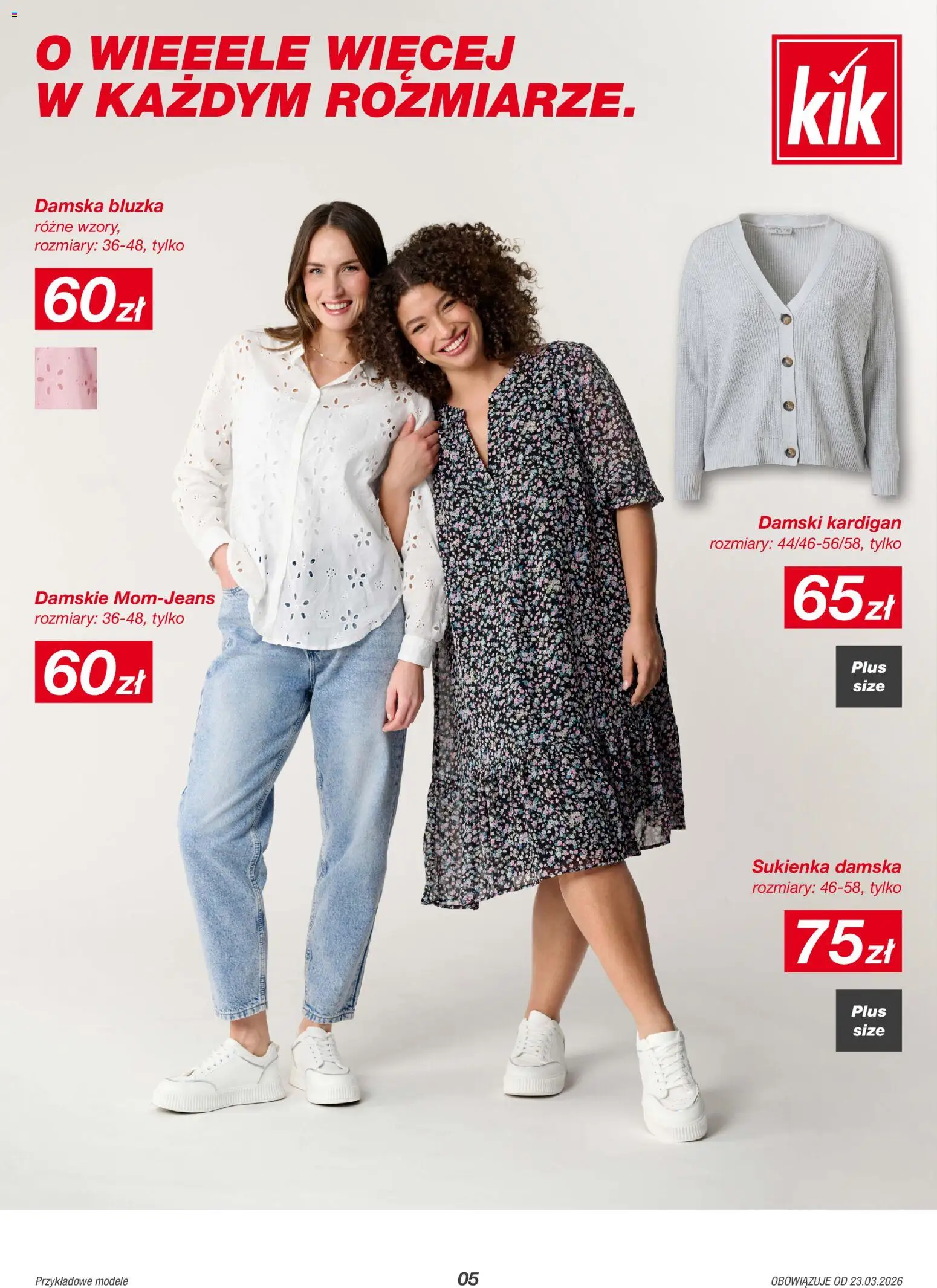 Kik gazetka od 23.03.2026 | Strona: 5 | Produkty: Bluzka, Kardigan, Sukienka