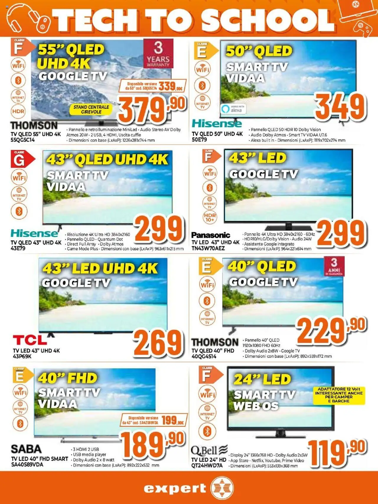 Volantino Expert del 14.08.2025 | Pagina: 16 | Prodotti: smart TV, Audio, Adattatore, USB