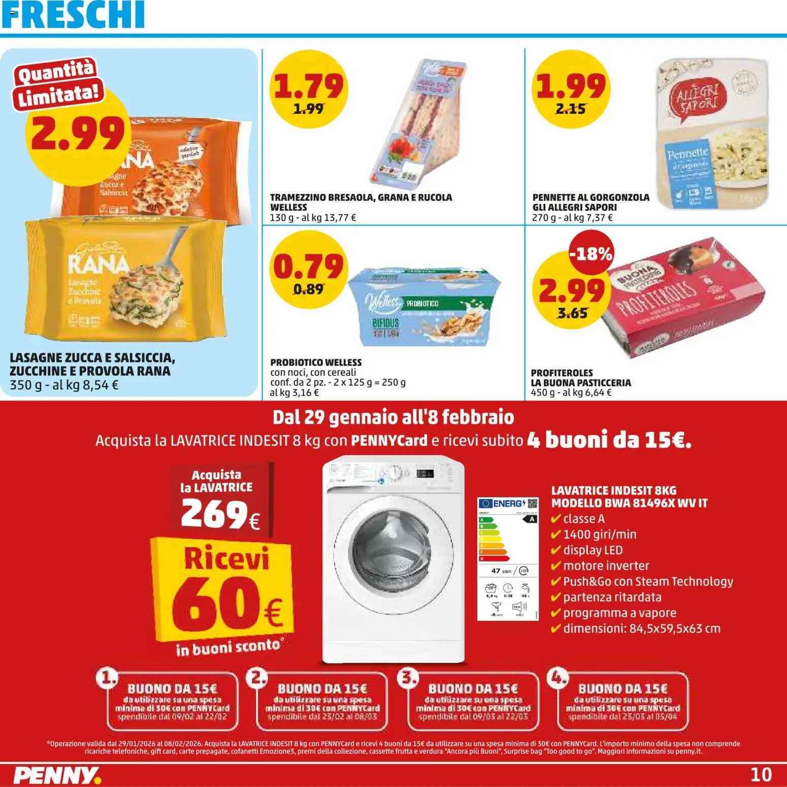 Volantino PENNY del 29.01.2026 | Pagina: 10 | Prodotti: Cereali, Lavatrice, Pennette, Tramezzino