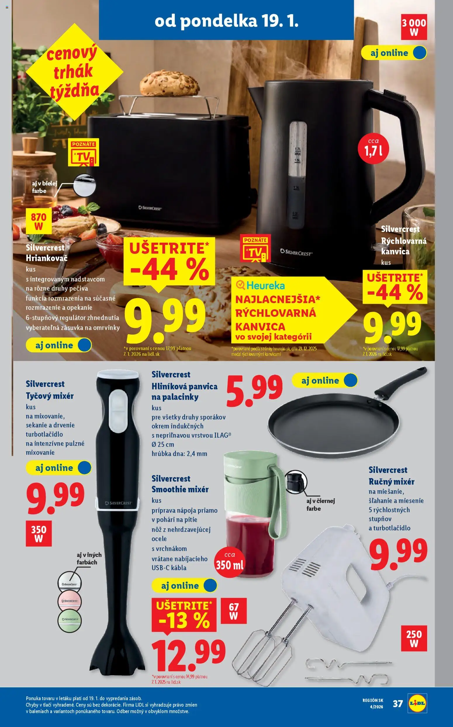 Nové Lidl akcie – leták je platný od 22.01.2026 | Strana: 81 | Produkty: Ručný mixér, Mixér, Tyčový mixér, Rýchlovarná kanvica