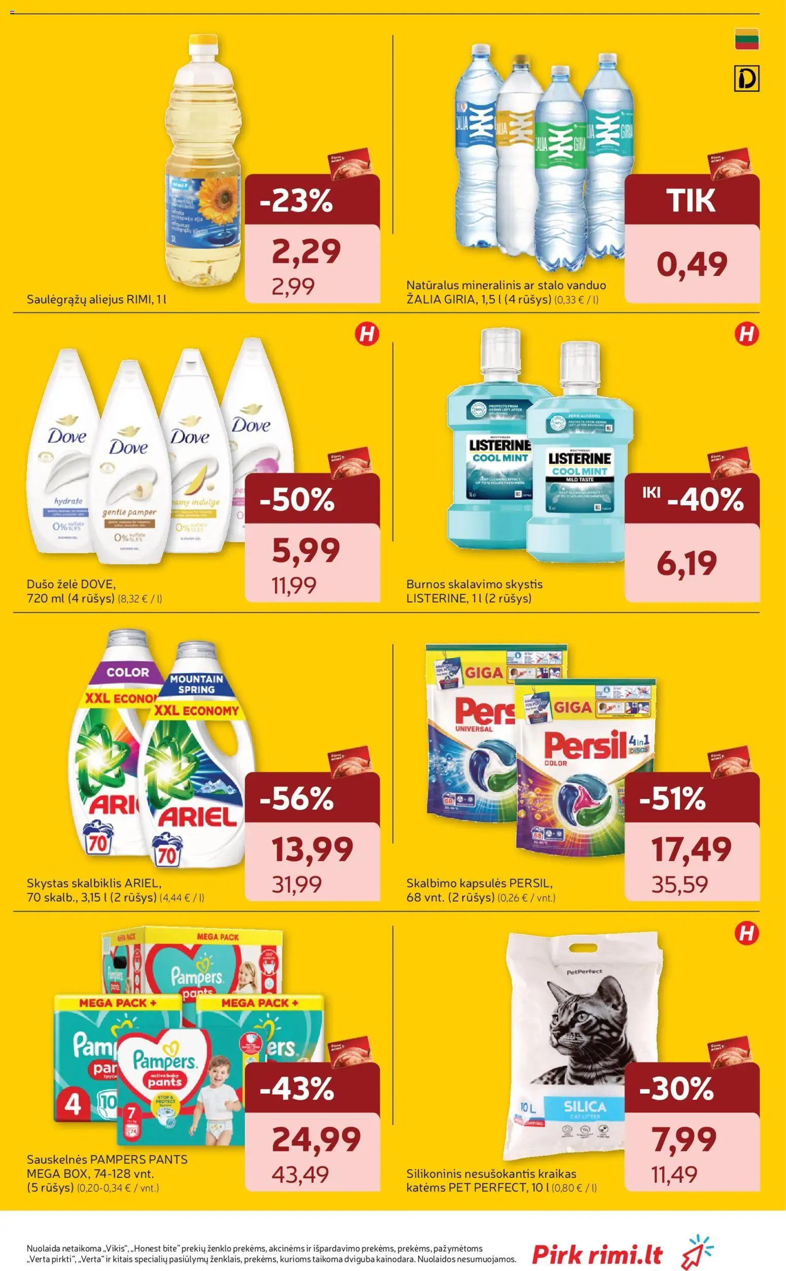 Rimi akcijos nuo 06.01.2026 | Puslapis: 3 | Prekių: Aliejus, Dušo želė, Burnos skalavimo skystis