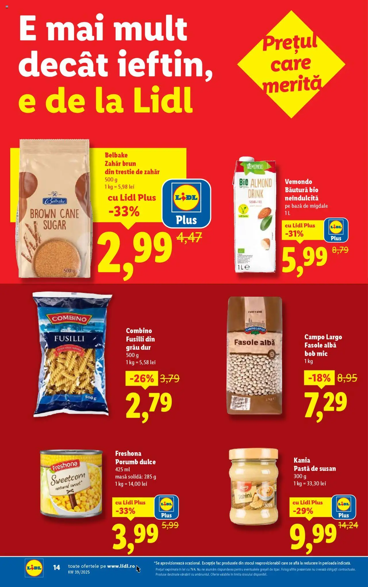Noul catalog Lidl – valabil de la 22.09.2025 | Pagină: 14 | Produse: Şerit ödül, Migdale, Fasole albă, Zahăr
