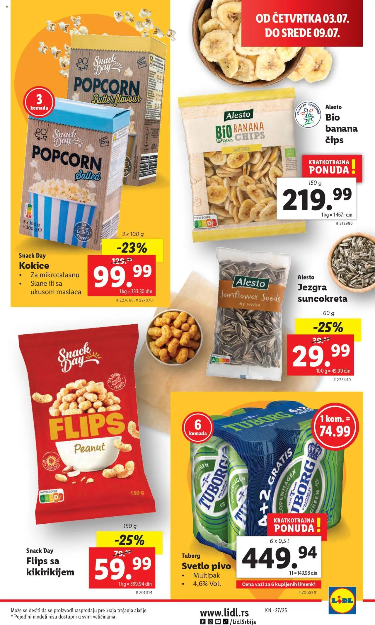 Lidl katalog - važi od 03.07.2025 | Strana: 33 | Proizvode: Banana, Tuborg, Popcorn, Pivo