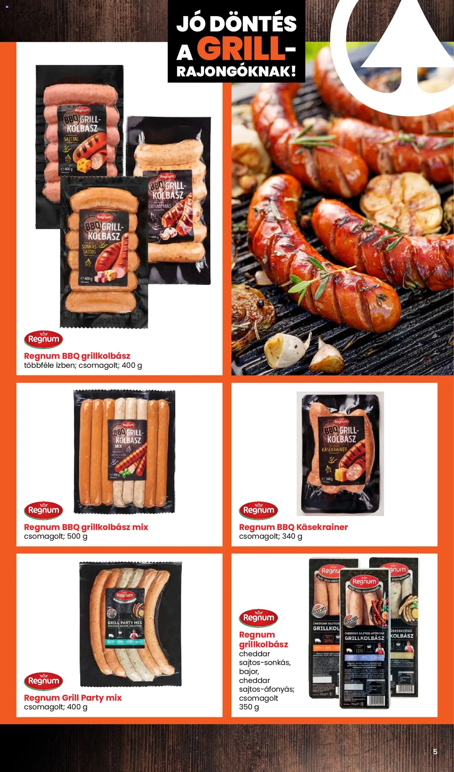 Interspar akciós ujság - amely érvényes a következő dátumtól: 30.04.2026 | Oldal: 5 | Termékek: Kolbász, Grillkolbász, Grill, Cheddar