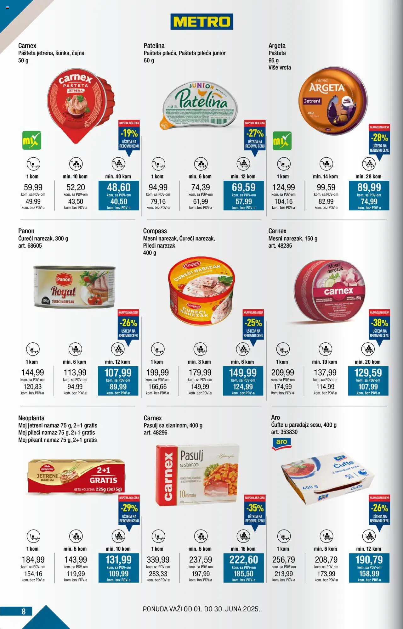 Metro katalog - važi od 01.06.2025 | Strana: 8 | Proizvode: Pasulj, Paradajz, Mesni narezak, Pašteta