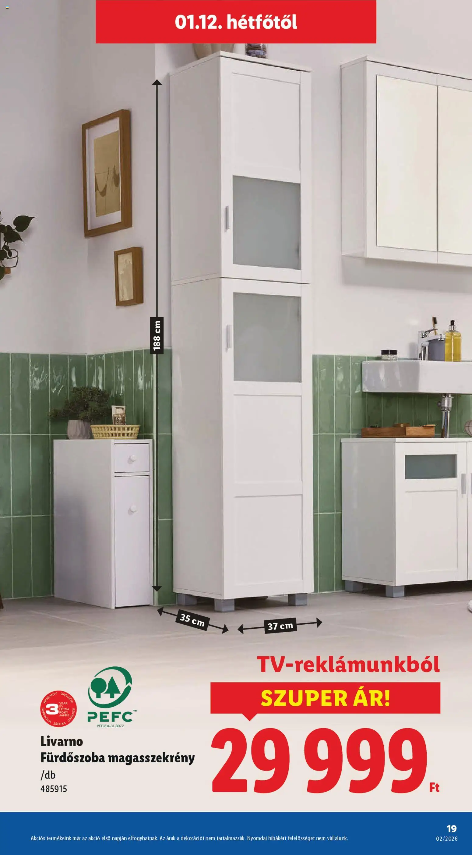 Lidl akciós ujság - amely érvényes a következő dátumtól: 08.01.2026 | Oldal: 19 | Termékek: Fürdőszoba