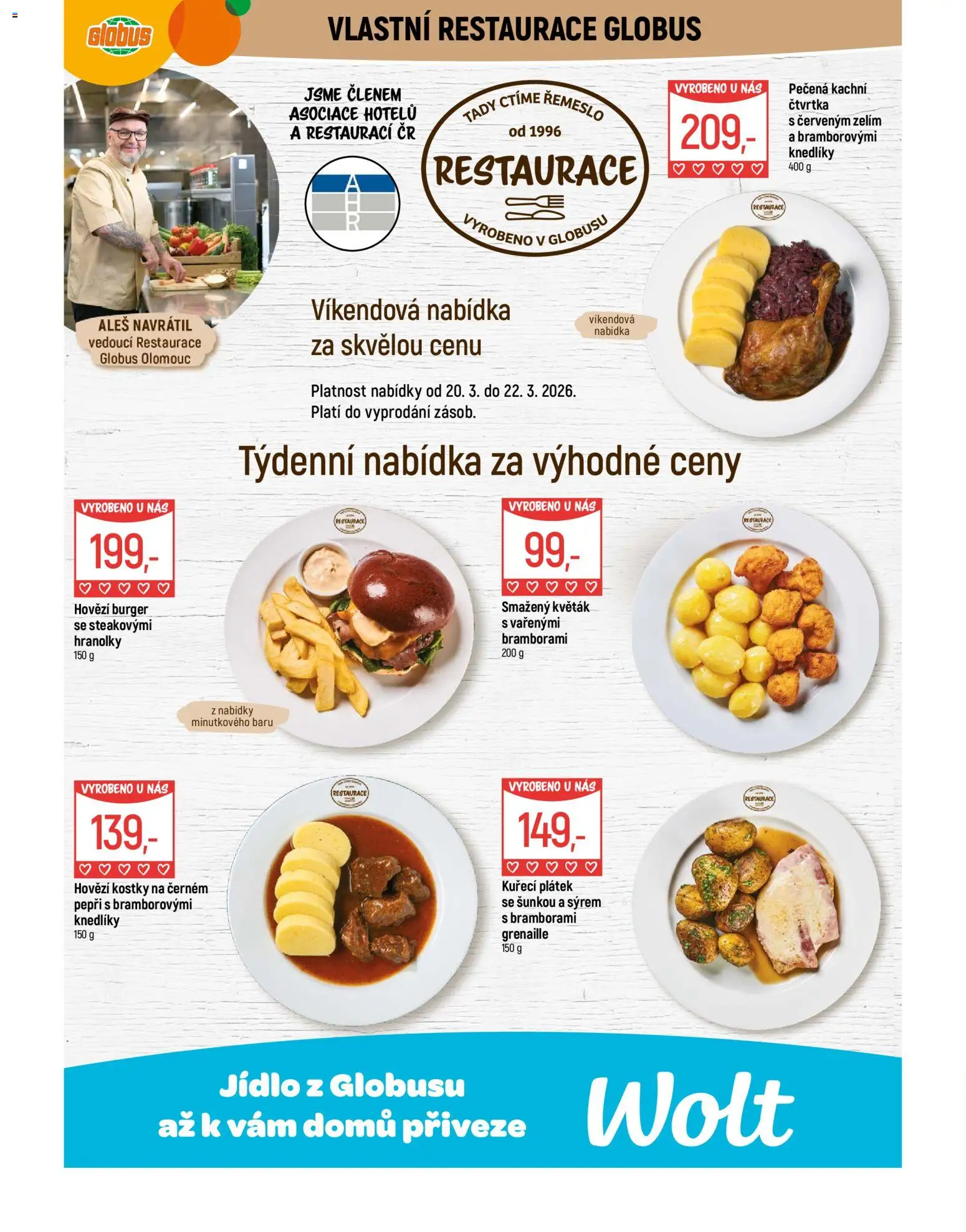 Globus leták - Olomouc od 18.03.2026 | Strana: 7 | Produkty: Burger, Hranolky, Hovězí burger, Kostky