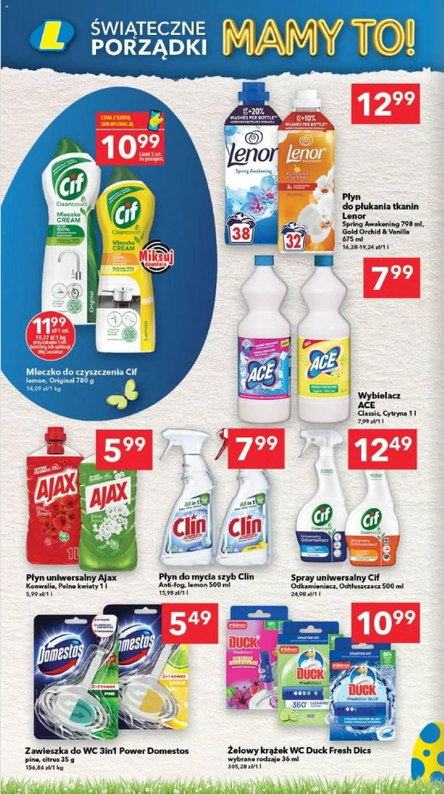 Lewiatan gazetka - Bydgoszcz od 12.03.2026 | Strona: 14 | Produkty: Karta, Płyn do mycia szyb, Domestos, Kwiaty