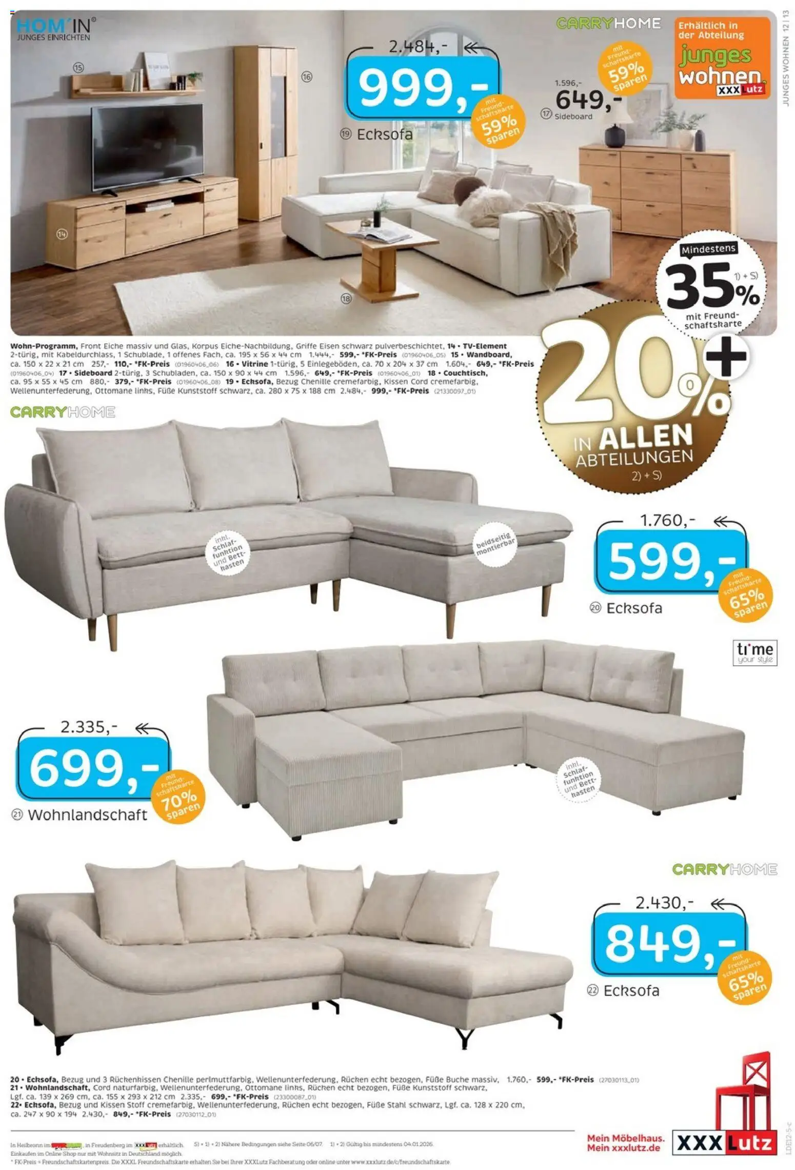 XXXL Lutz Prospekt 	 – gültig ab 20.12.2025 | Seite: 25 | Produkte: Sideboard, Wohnlandschaft, Ecksofa, Kissen