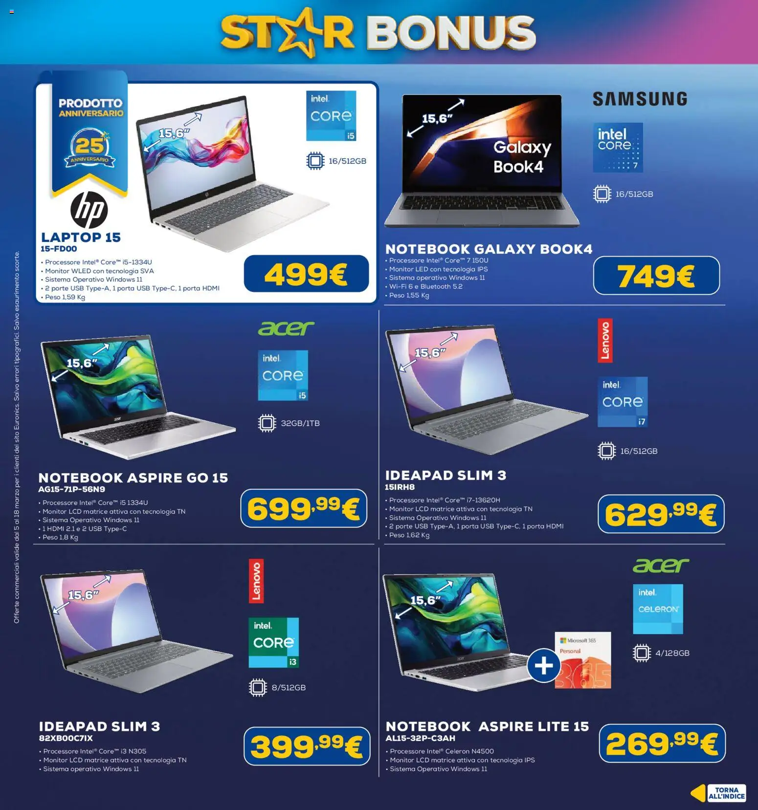 Volantino Euronics del 05.03.2026 | Pagina: 24 | Prodotti: Monitor, Notebook, Laptop, Samsung