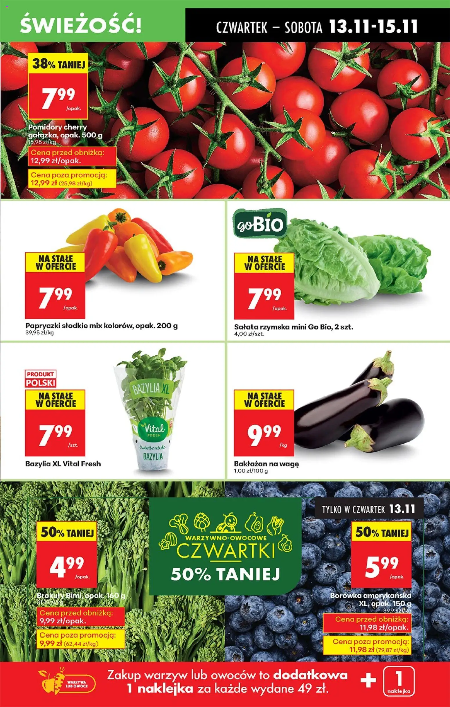 Biedronka gazetka - Oferta w tym tygodniu od 13.11.2025 | Strona: 21 | Produkty: Bakłażan, Borówka amerykańska, Pomidory, Warzywa