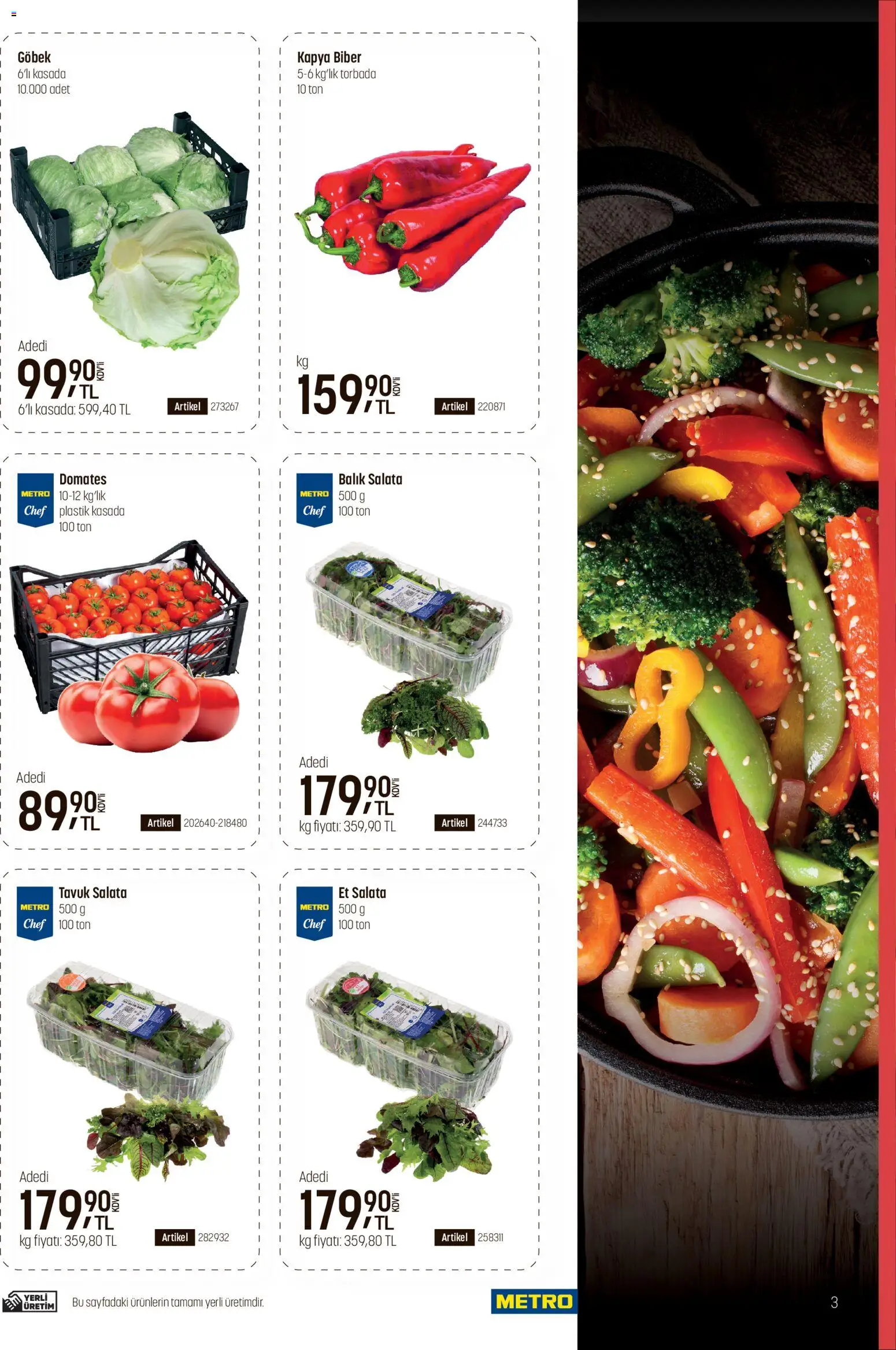 Metro - Fast Food Kataloğu - 08.04.2026 tarihinden itibaren geçerlidir | Sayfa: 3 | Ürünler: Domates, Balık, Salata, Biber