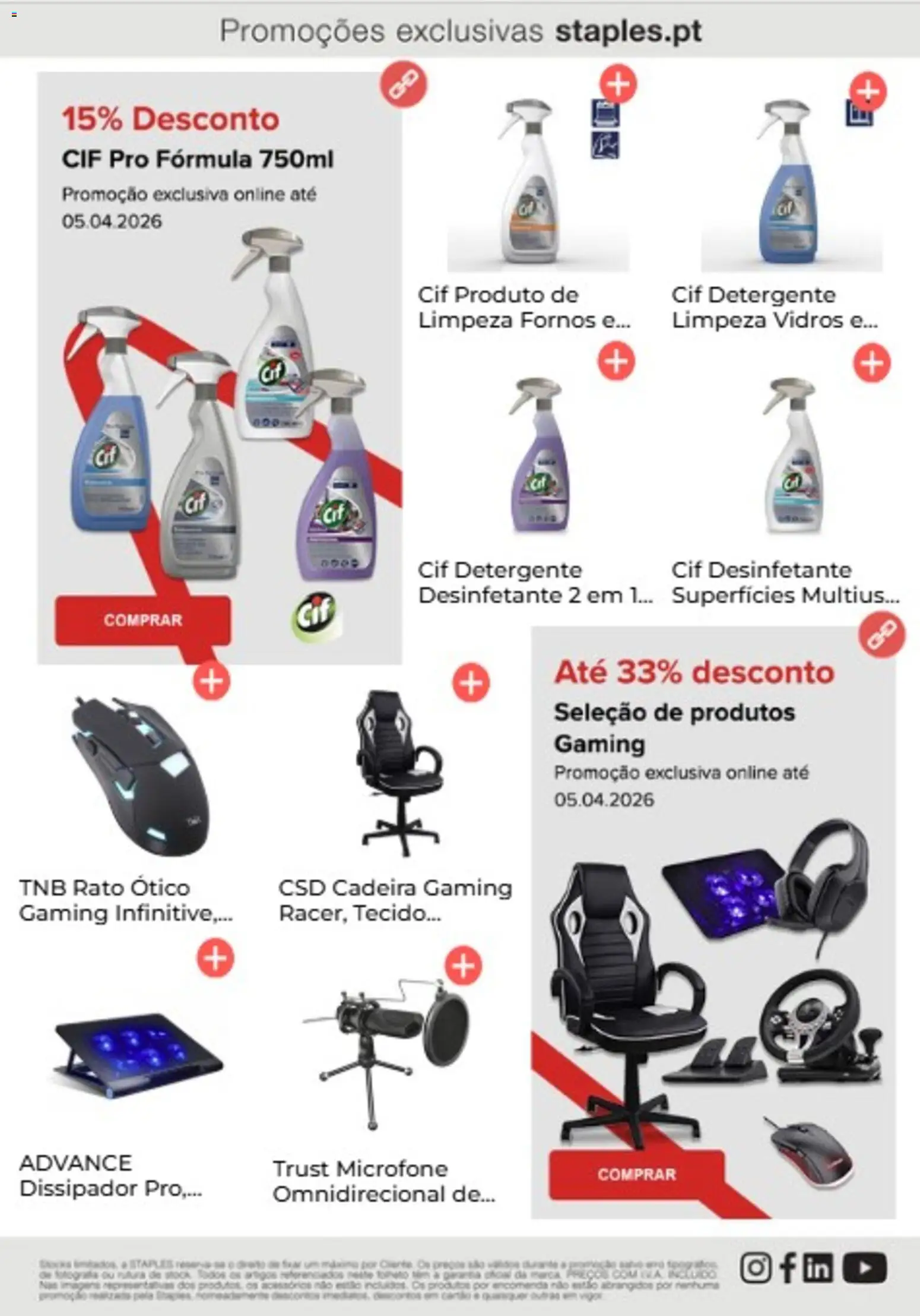 Staples folheto │ válido de 16.03.2026 | Página: 4 | Produtos: Microfone, Detergente, Cadeira