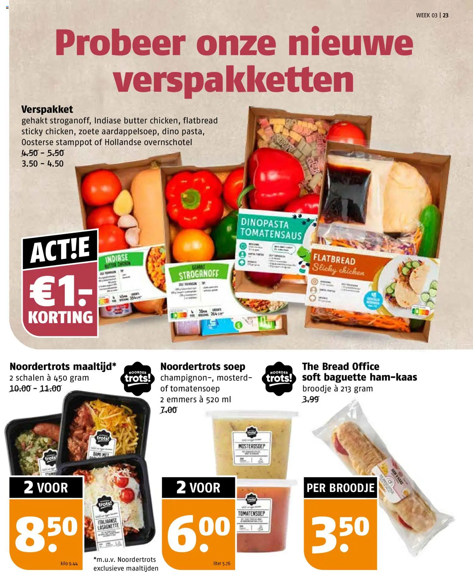 {H1} | Pagina: 23 | Producten: Gehakt, Baguette, Broodje