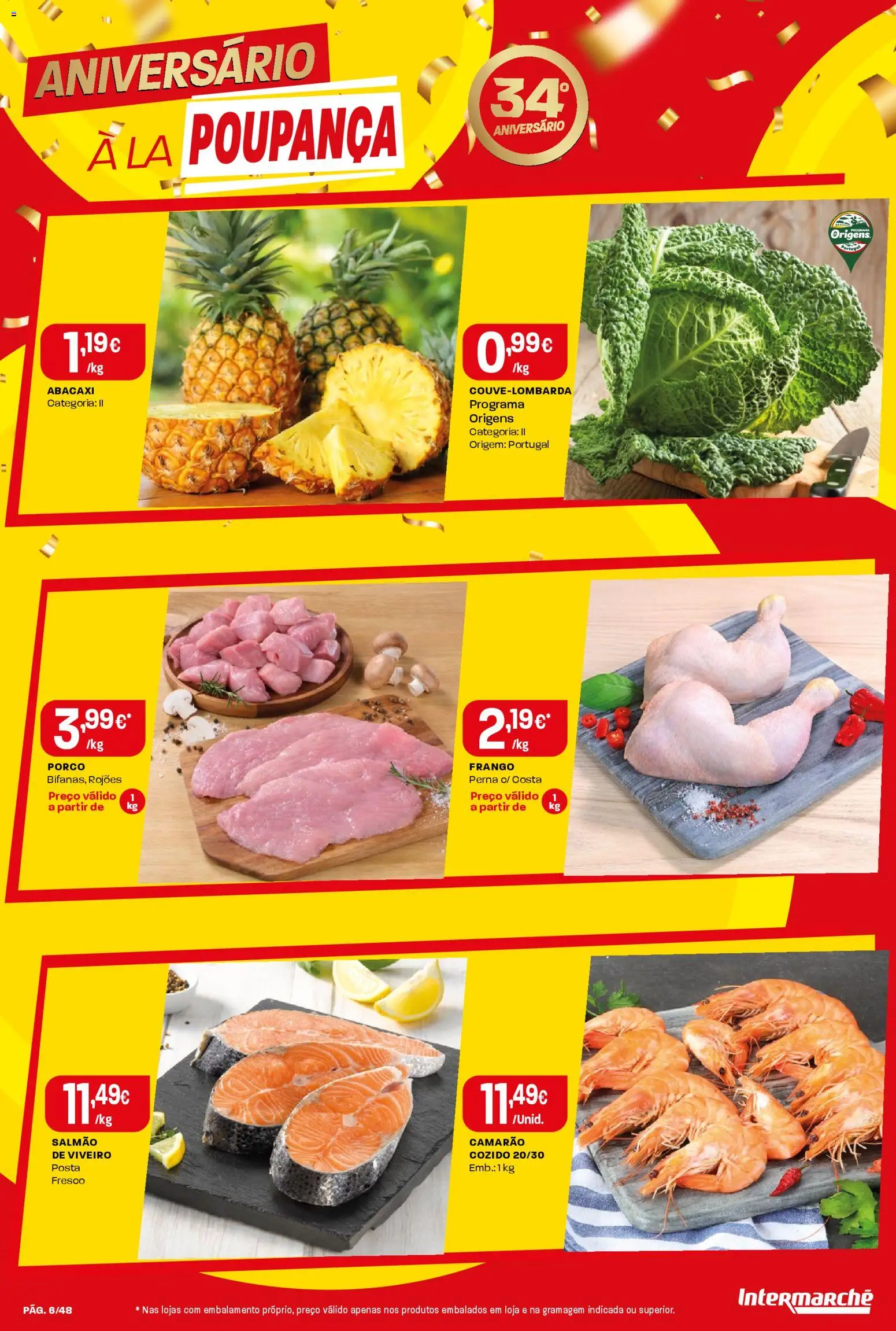 Intermarché folheto │ válido de 30.10.2025 | Página: 6 | Produtos: Frango, Camarão, Salmão, Abacaxi