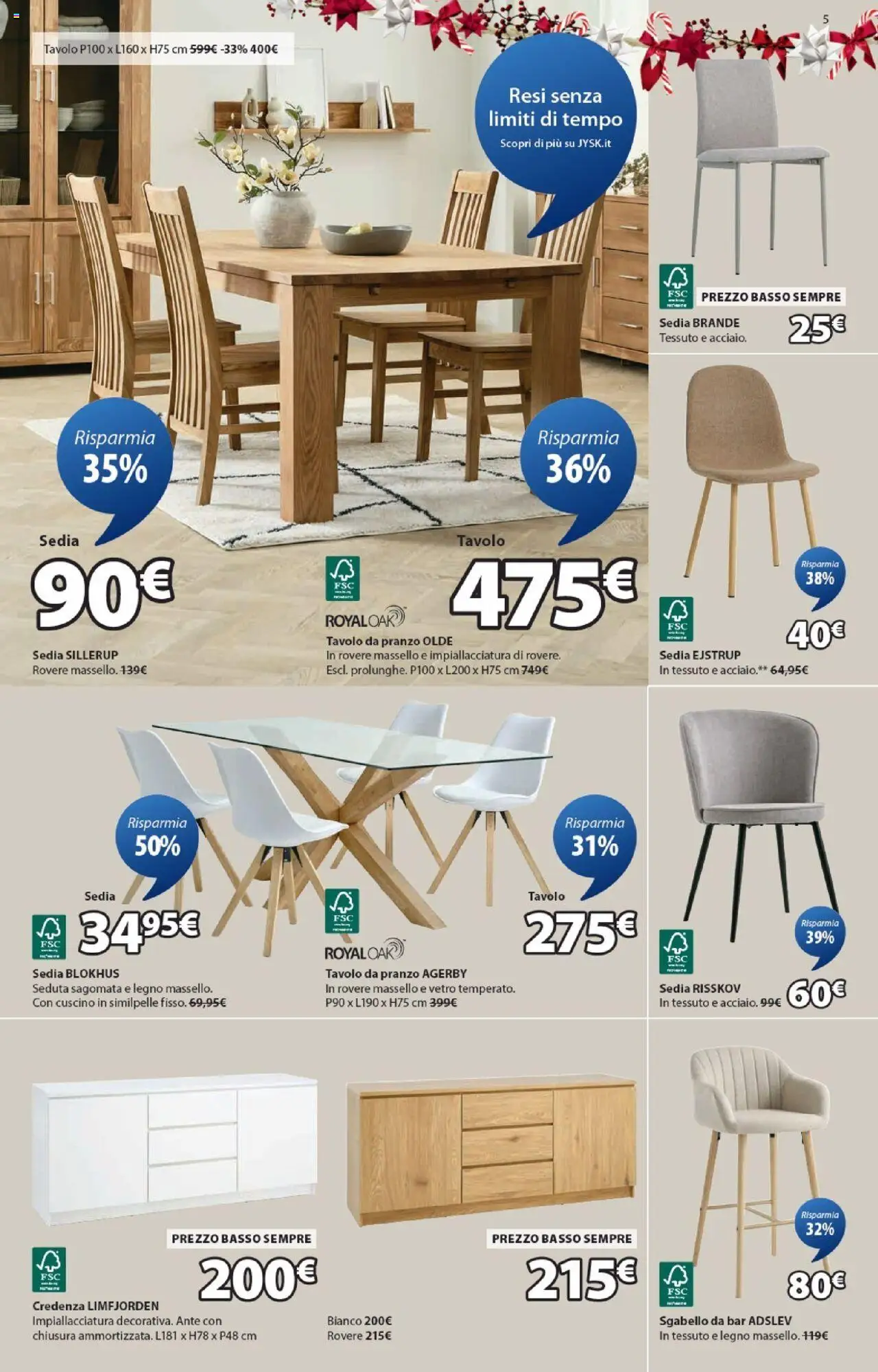 Volantino JYSK del 16.10.2025 | Pagina: 5 | Prodotti: Sgabello, Cuscino, Tavolo, Credenza