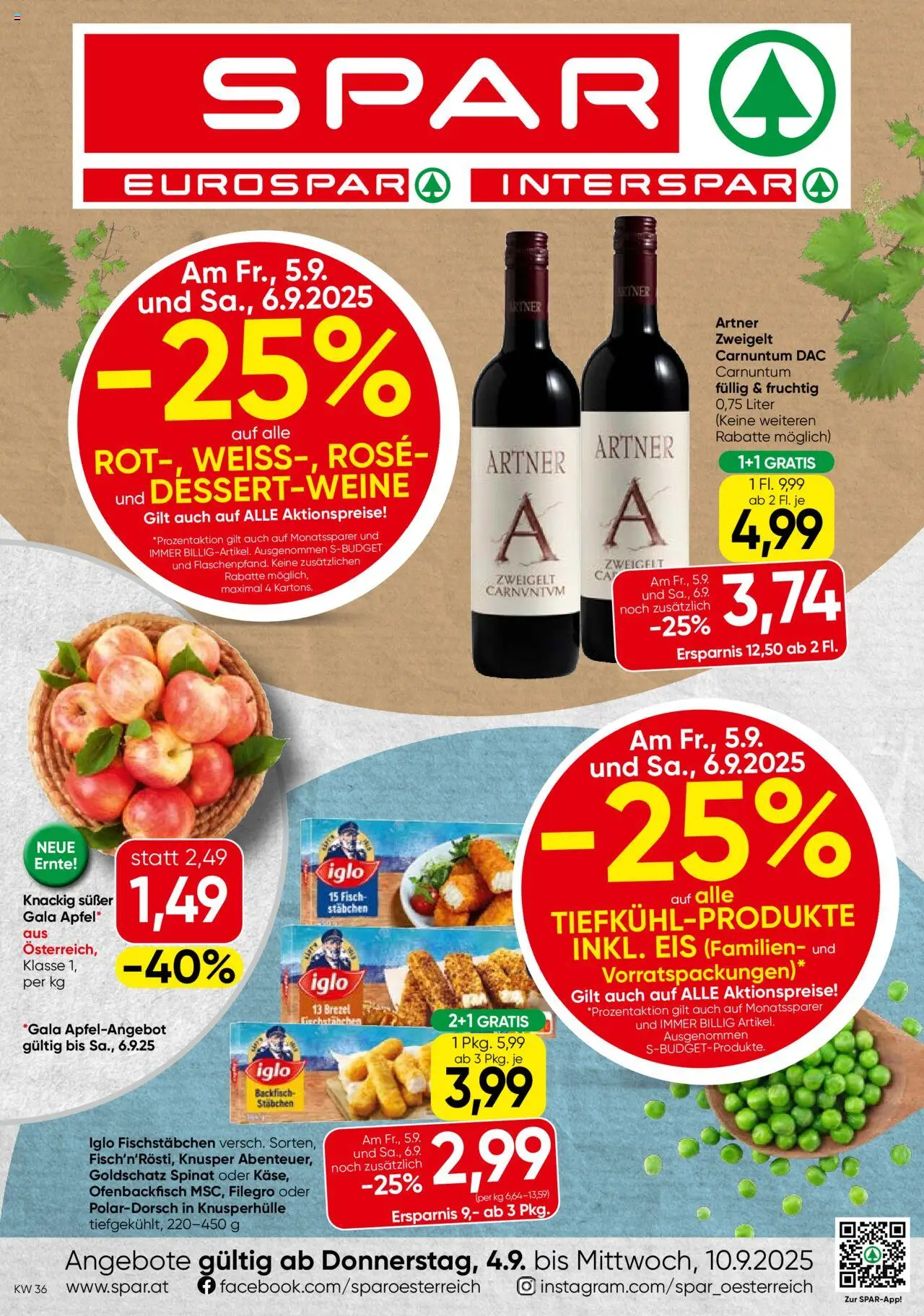 Spar Flugblatt - Salzburg gültig ab 04.09.2025 | Seite: 1 | Produkte: Eis, Käse, Äpfel, Fisch