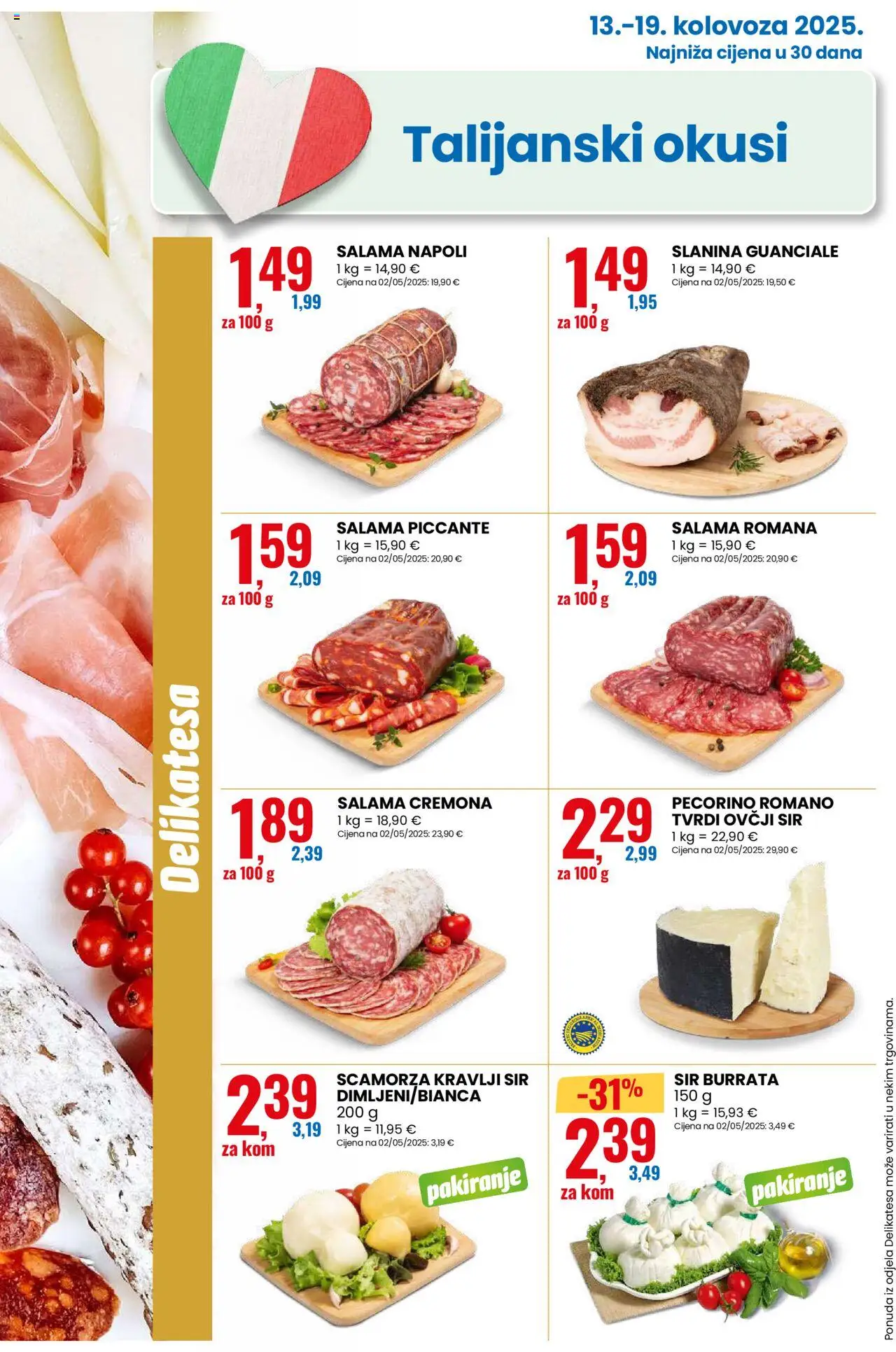 Eurospin katalog | vrijedi od 13.08.2025 | Stranica: 2 | Proizvodi: Sir, Salama, Slanina