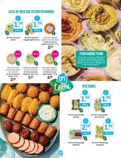 AH Terra Hummus spicy mango, 175 g, Met zoete mango en een pittige chili-kick. AH Terra Hummus spicy mango, 175 g - Voorbeeld van een folder van Albert Heijn, geldig van 08.04.2026 | Pagina: 22 | Producten: Tomaat, Plank, Mango