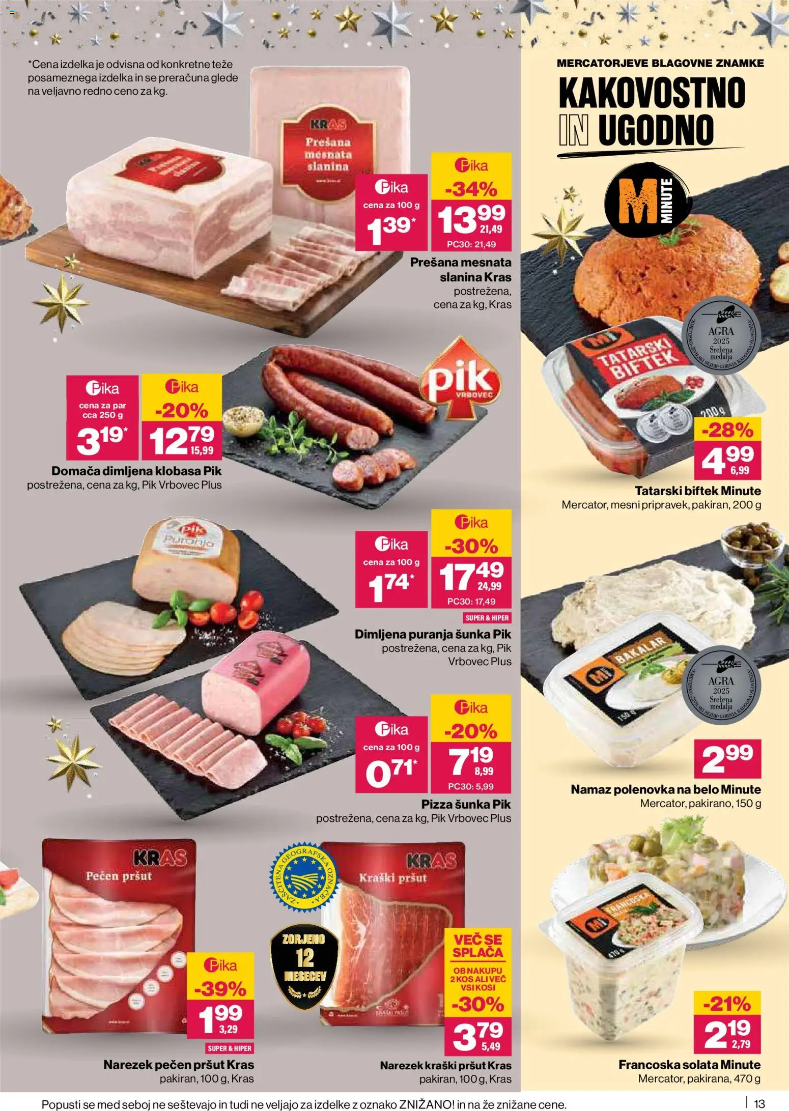 Novi Mercator katalog ponudbe – veljaven od 11.12.2025 | Stran: 13 | Izdelki: Pršut, Narezek, Slanina, Sunka