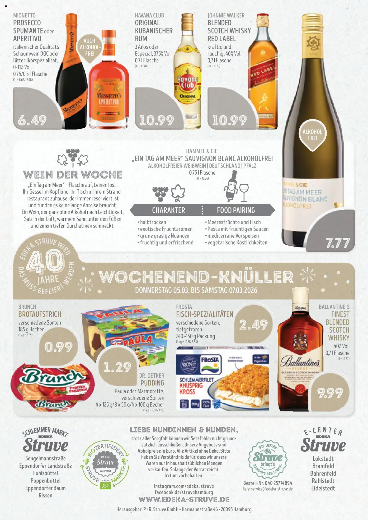 Edeka Struve Prospekt 	 – gültig ab 02.03.2026 | Seite: 16 | Produkte: Tisch, Pudding, Wein, Johnnie walker