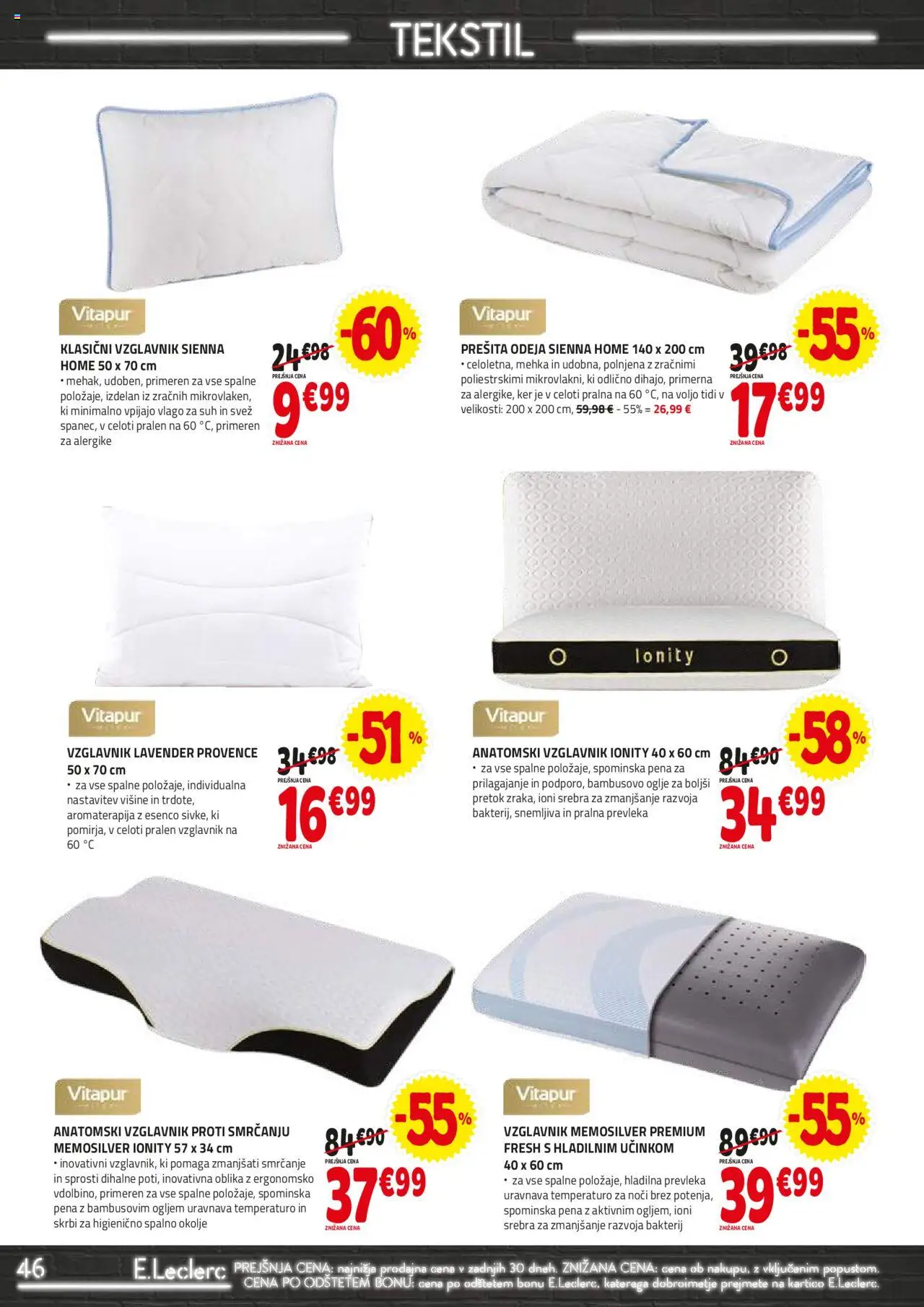 E.leclerc katalog │ velja od 02.07.2025 | Stran: 46 | Izdelki: Prešita odeja, Vzglavnik, Prevleka, Odeja