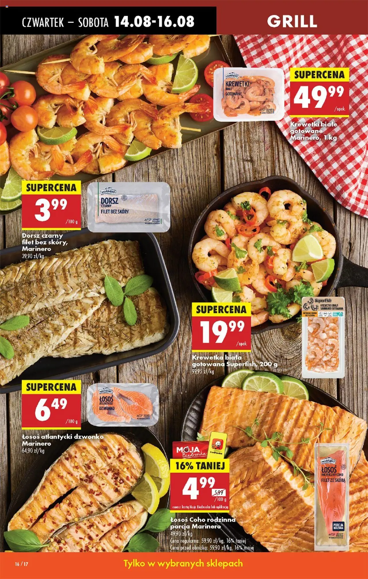 Biedronka gazetka - Oferta w tym tygodniu od 14.08.2025 | Strona: 18 | Produkty: Karta, Krewetki, Łosoś, Krewetki białe