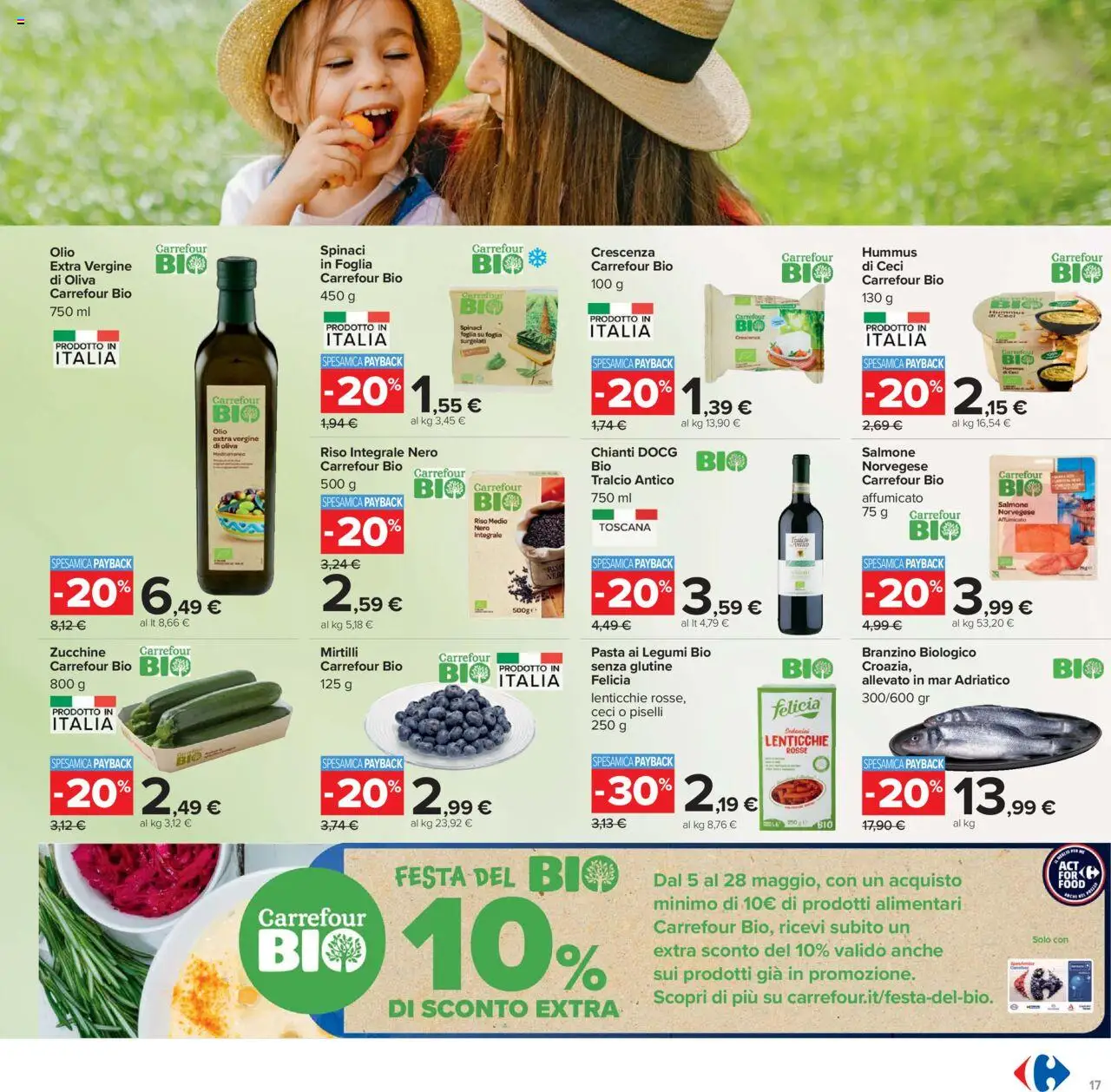 Volantino Carrefour del 05.05.2025 | Pagina: 17 | Prodotti: Salmone, Olive, Spinaci, The