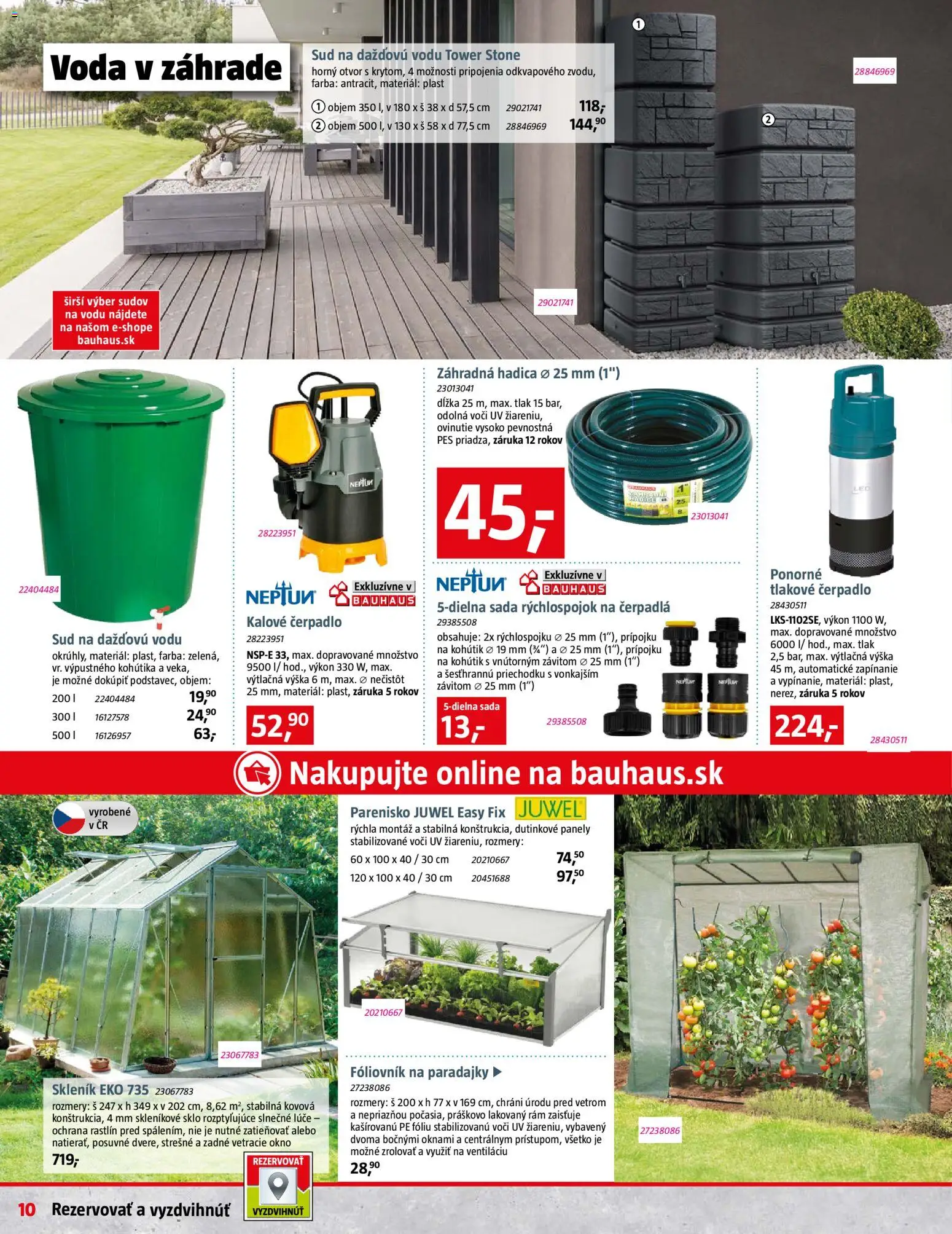 Nové Bauhaus akcie – leták je platný od 09.03.2026 | Strana: 10 | Produkty: Panely, Čerpadlo, Rám, Paradajky