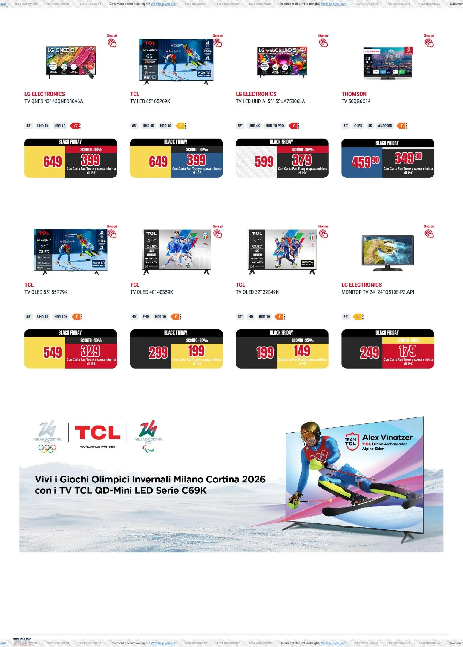 Volantino Trony del 24.11.2025 | Pagina: 15 | Prodotti: Monitor, TV, Fan