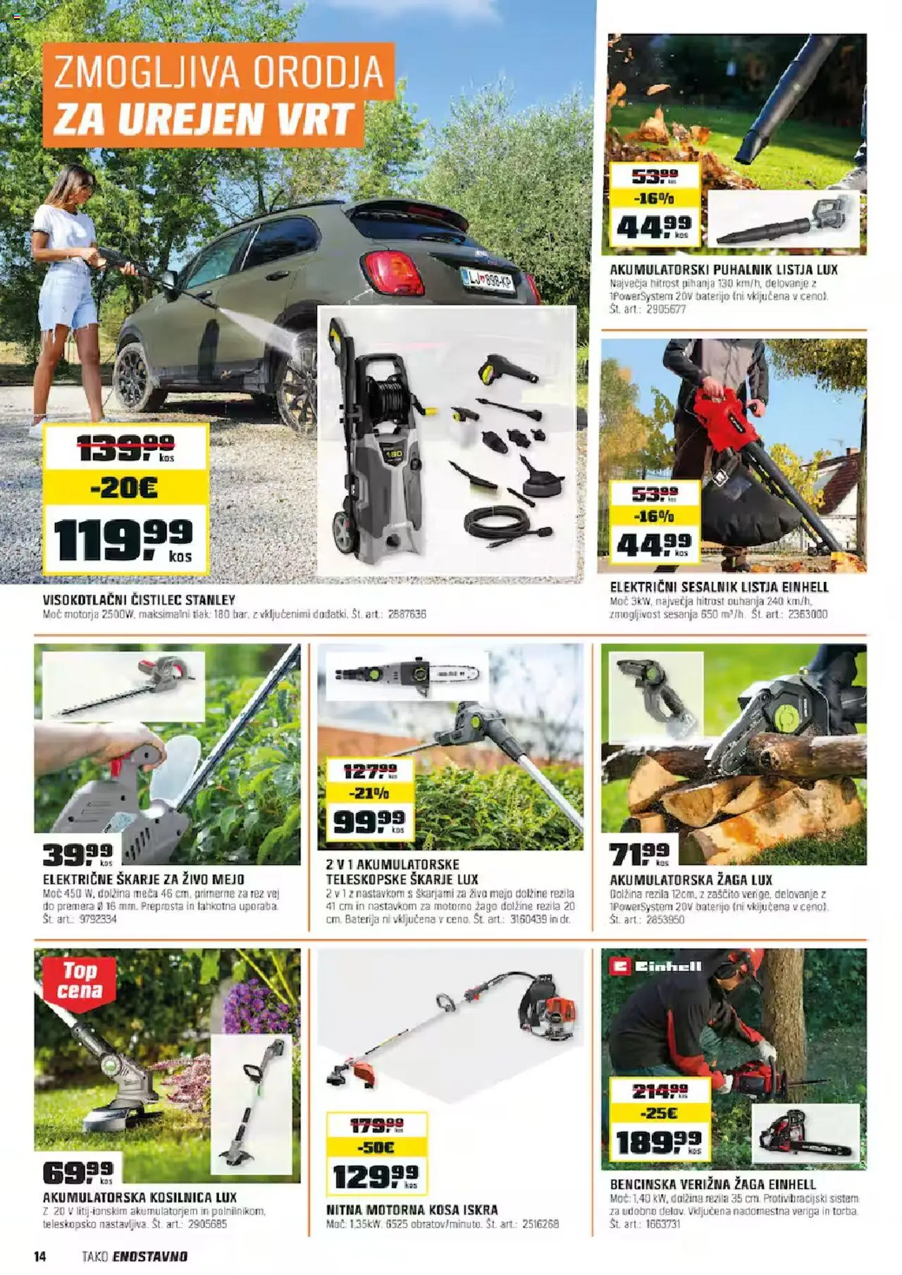Novi OBI katalog ponudbe – veljaven od 01.09.2025 | Stran: 14 | Izdelki: Baterija, Kosilnica, Verižna žaga, Sesalnik