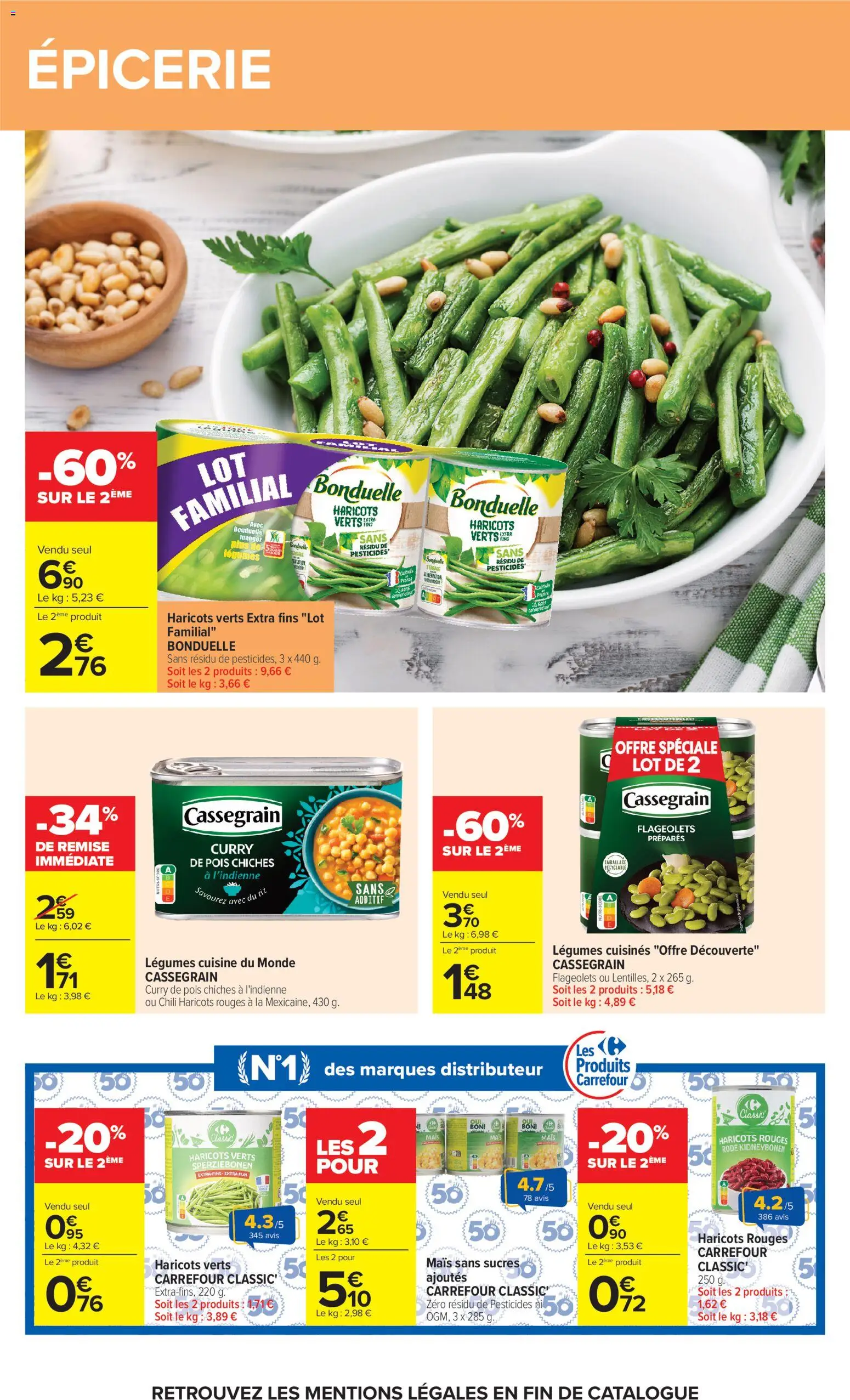 {H1} | Page: 46 | Produits: Haricots verts, Curry, Pois chiches, Pois