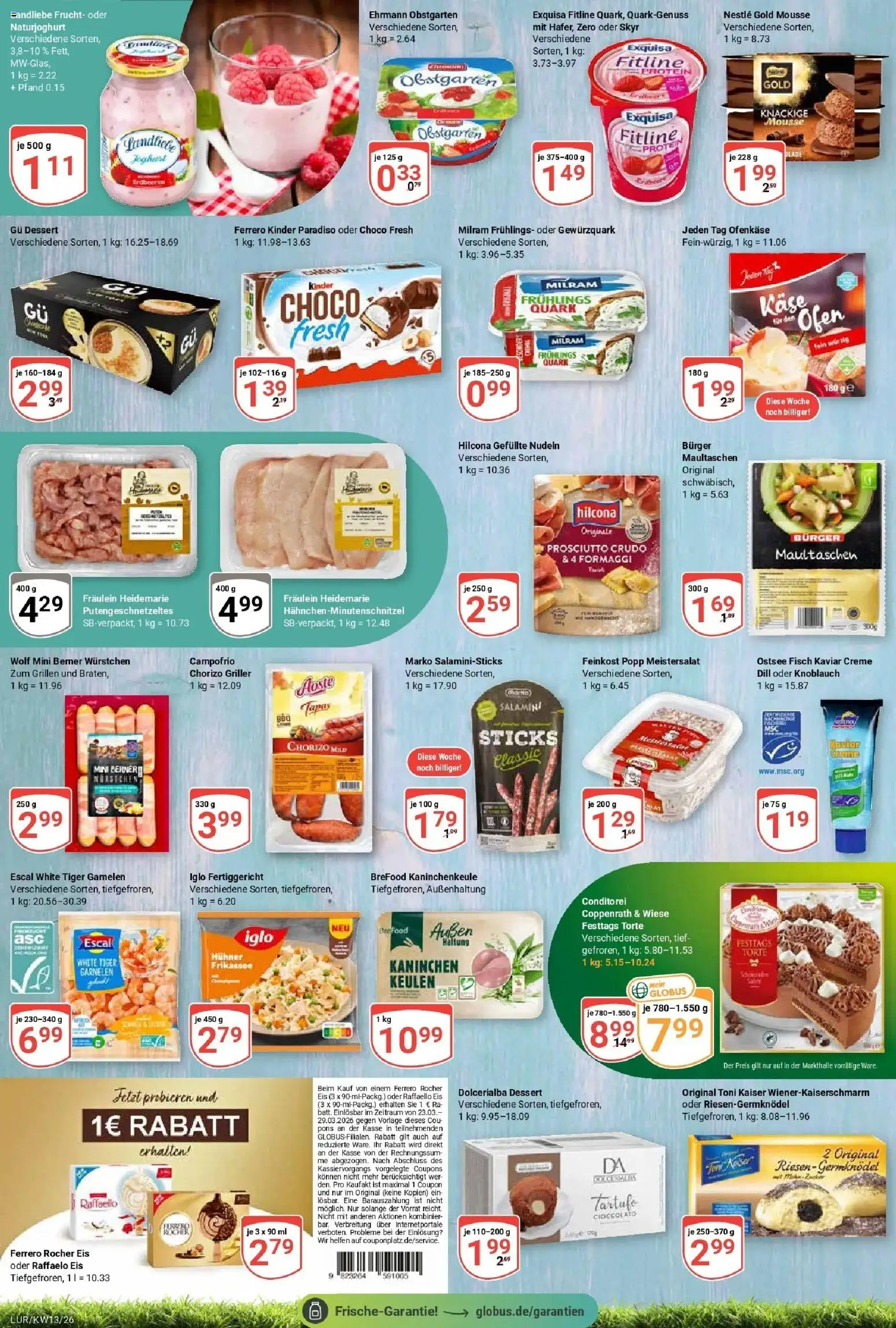 Globus prospekt Hamburg	 – gültig ab 23.03.2026 | Seite: 13 | Produkte: Ferrero rocher, Burger, Milram, Maultaschen