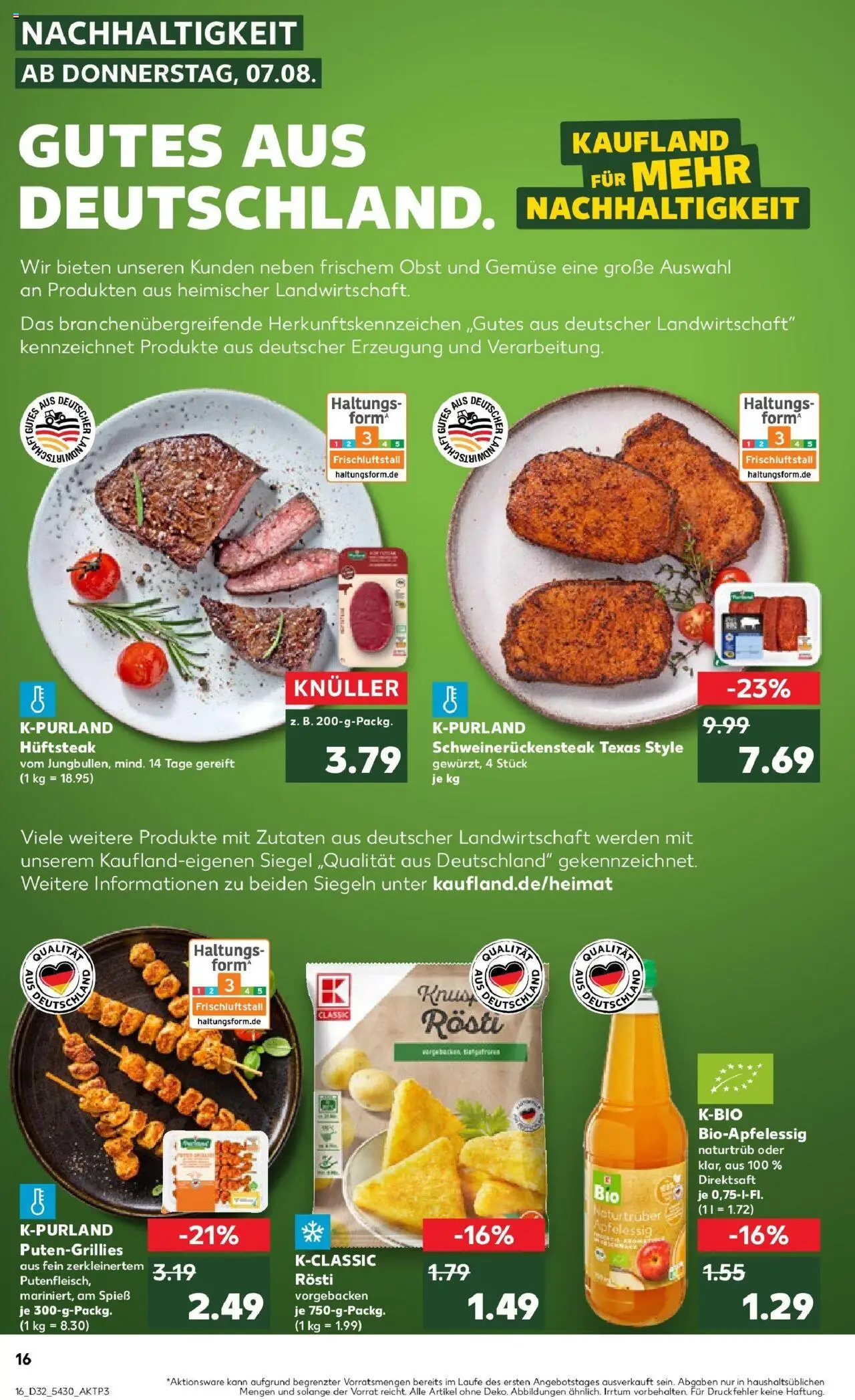 Kaufland prospekt Künzelsau	 - gültig ab dem 07.08.2025 | Seite: 16 | Produkte: Apple, Gemüse, Obst, Steak
