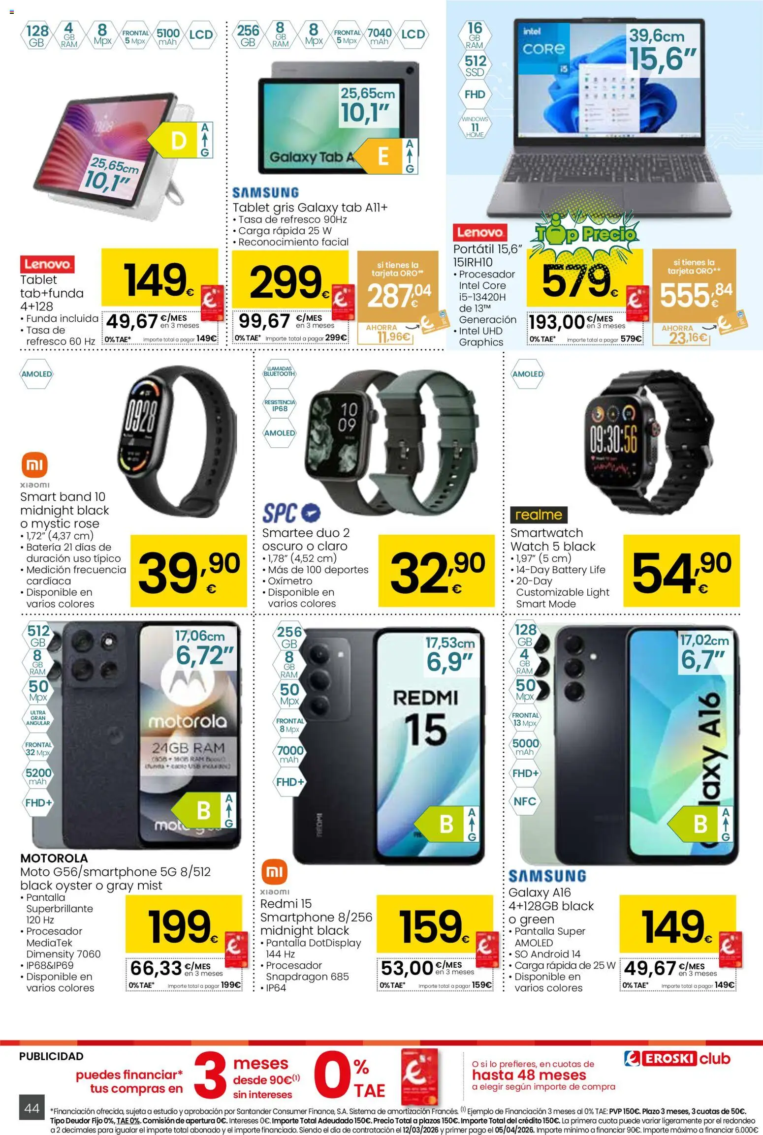 Eroski - Viste tu cesta de primavera  │ válido desde el 12.03.2026 | Página: 44 | Productos: Smartphone, Tablet, Funda, Batería