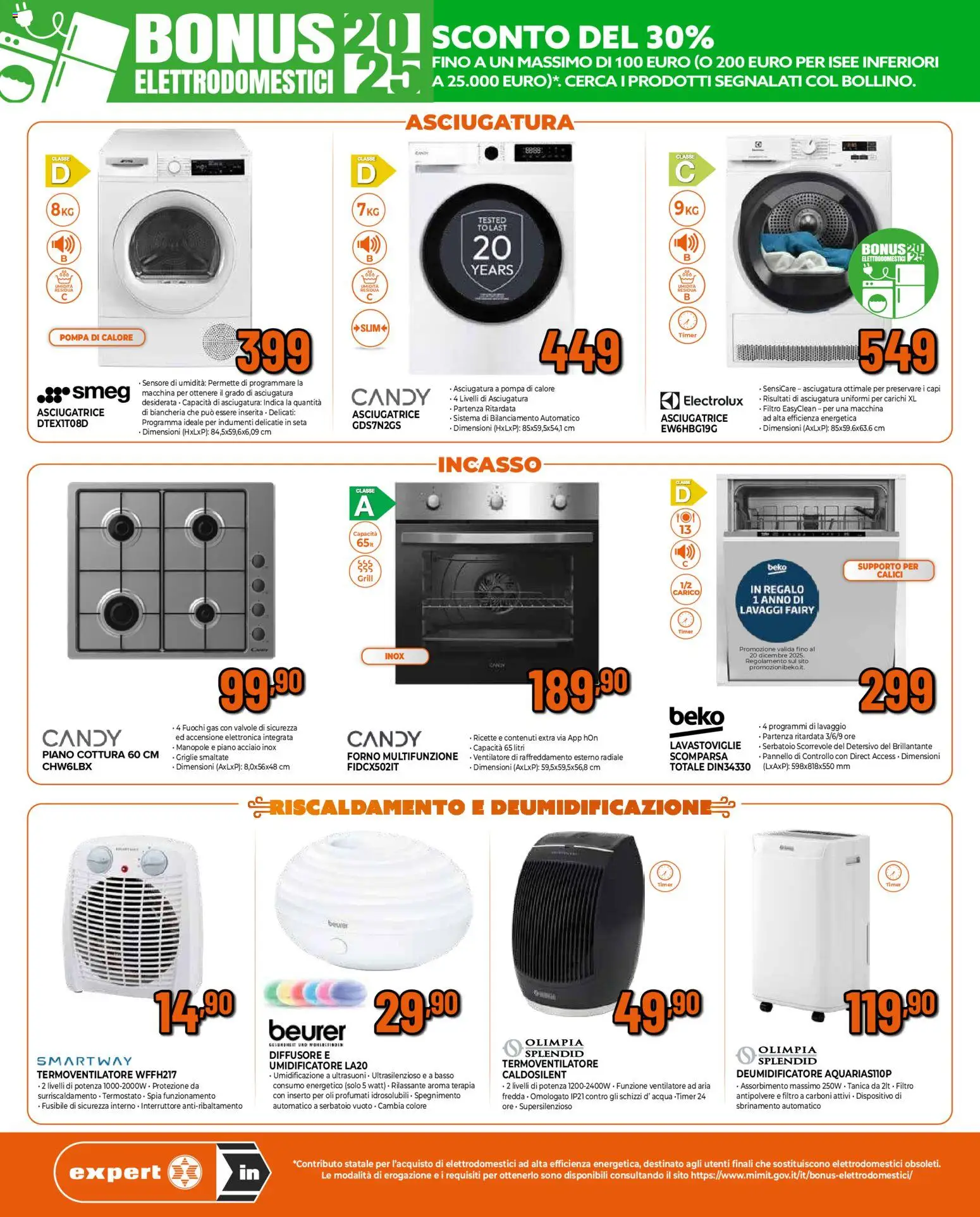 Volantino Ipercoop del 17.11.2025 | Pagina: 7 | Prodotti: Deumidificatore, Asciugatrice, Lavastoviglie, Forno