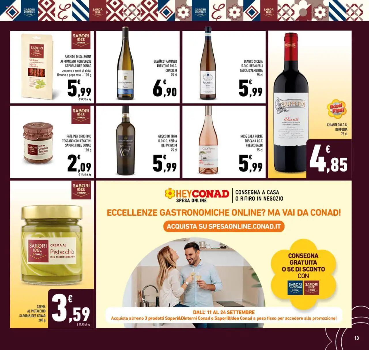 Volantino Conad del 10.09.2025 | Pagina: 13 | Prodotti: Salmone affumicato, Crema, Pepe, Limone